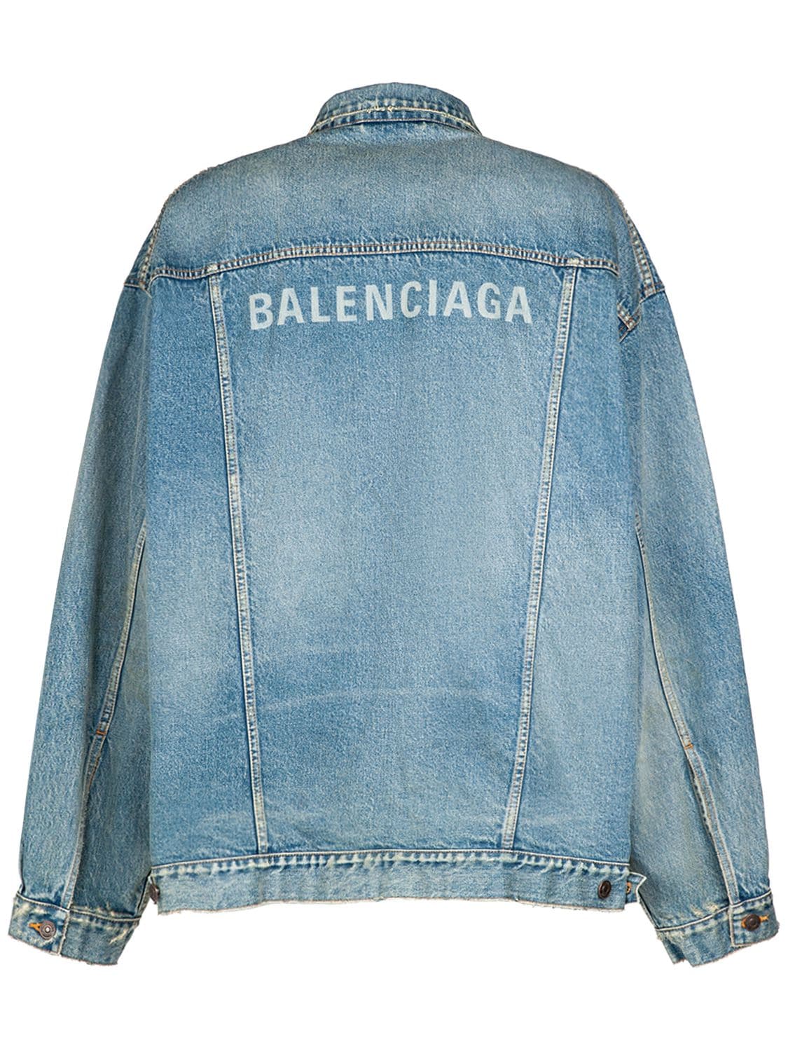 Shop Balenciaga Oversize Denim Jacket In True Blue