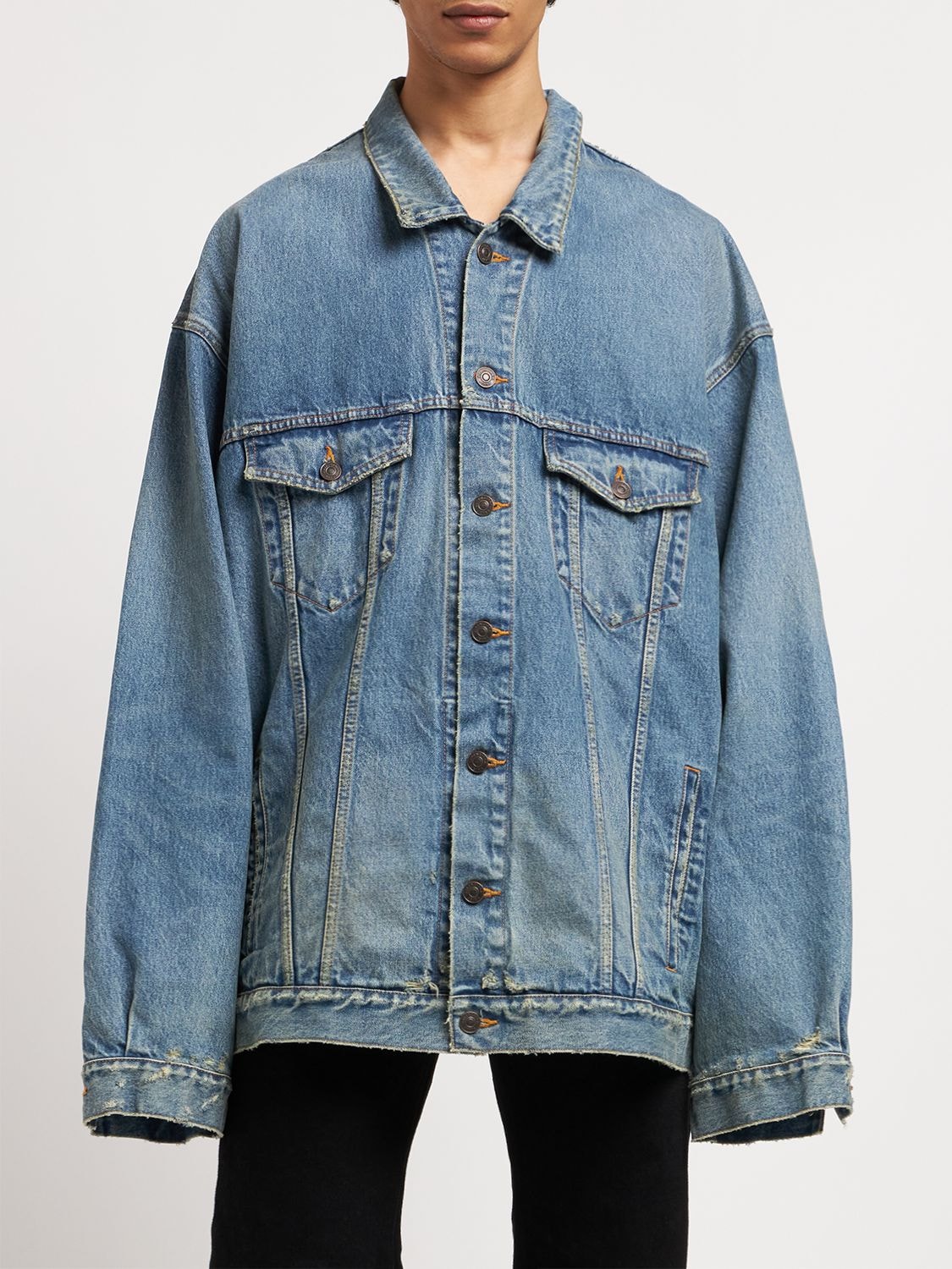 Shop Balenciaga Oversize Denim Jacket In True Blue