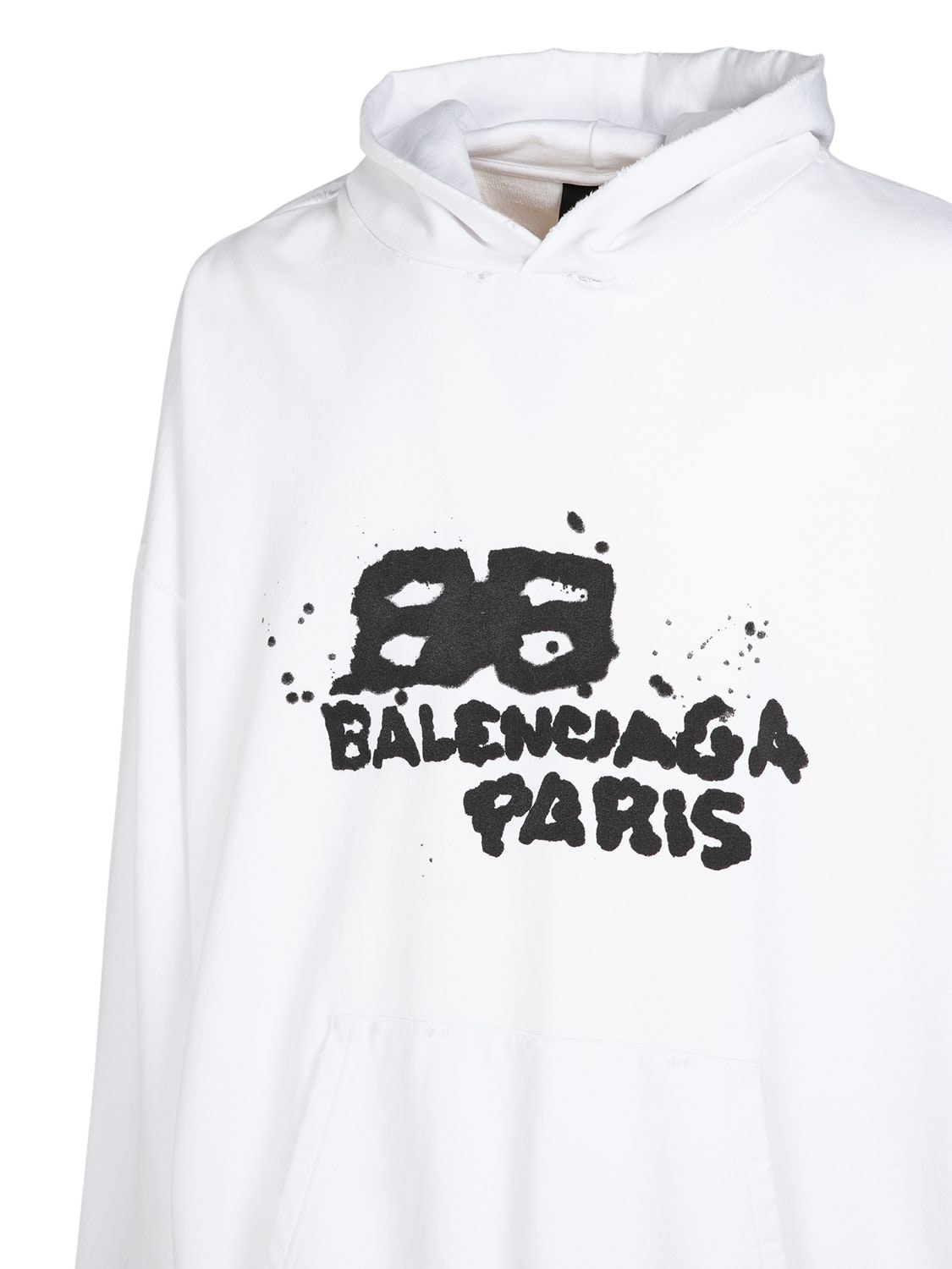 Shop Balenciaga Cotton Hoodie In White,black
