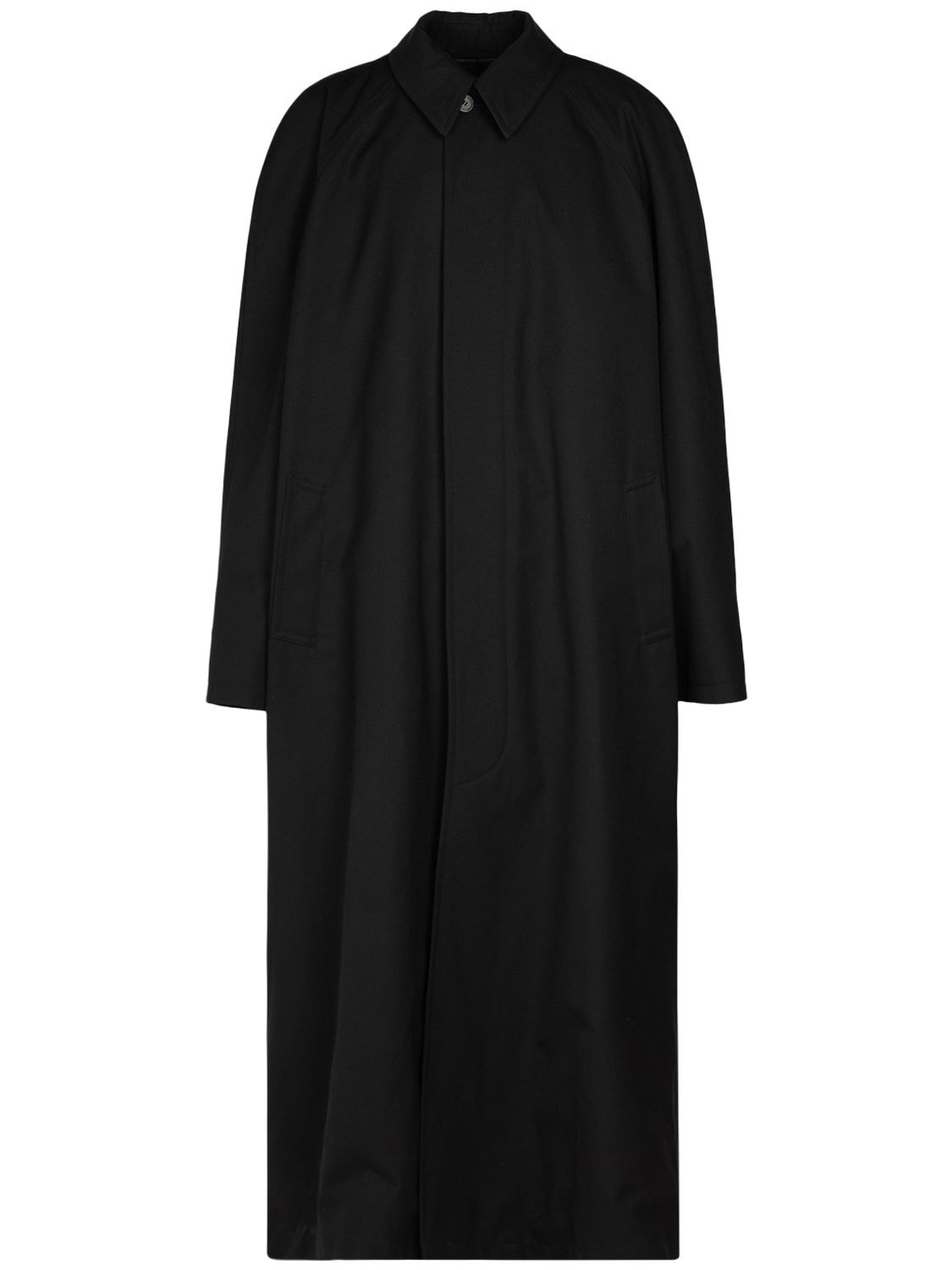 Shop Balenciaga Wool Blend Raglan Carcoat In Black