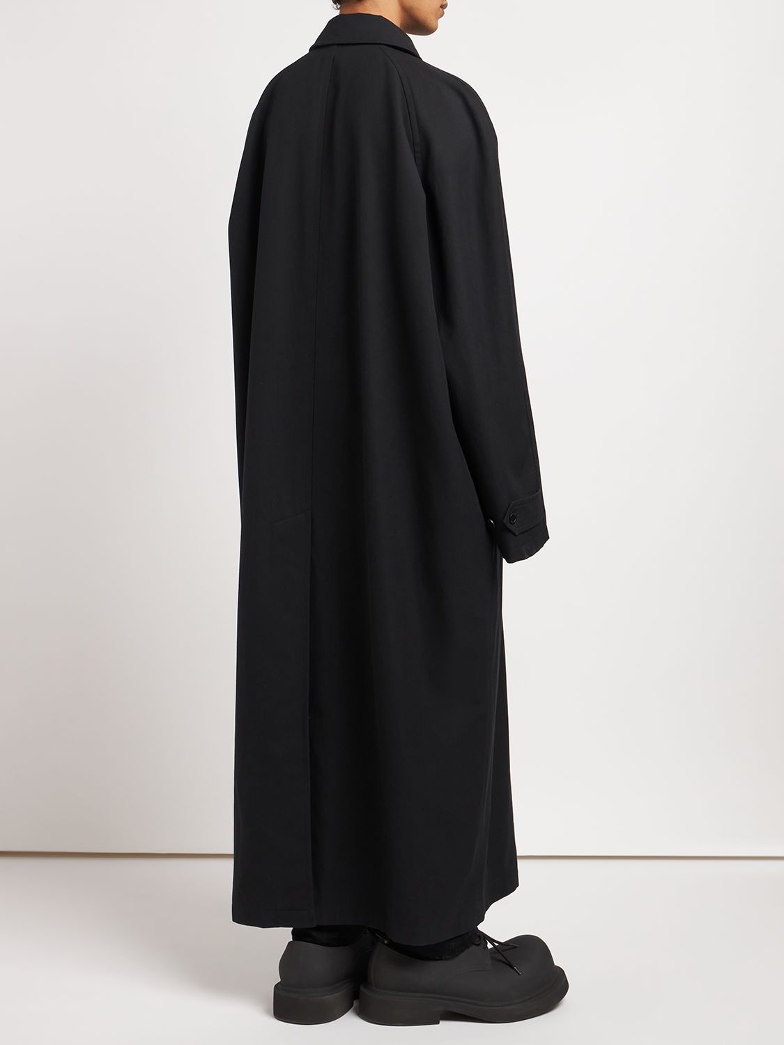 Balenciaga Wool Blend Raglan Carcoat In Black | ModeSens