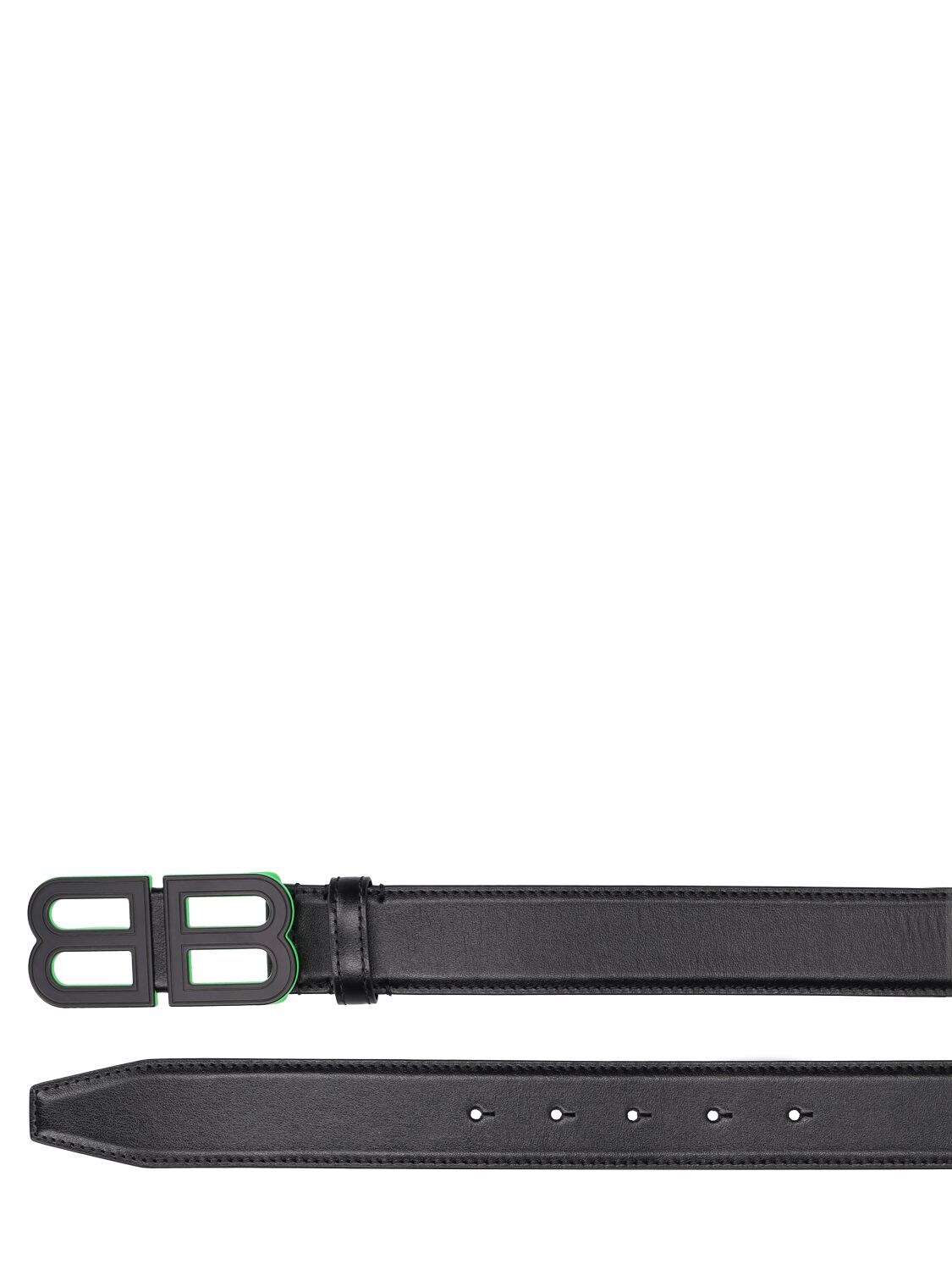 Shop Balenciaga 3.5cm Bb Hourglass Leather Belt In Black,green