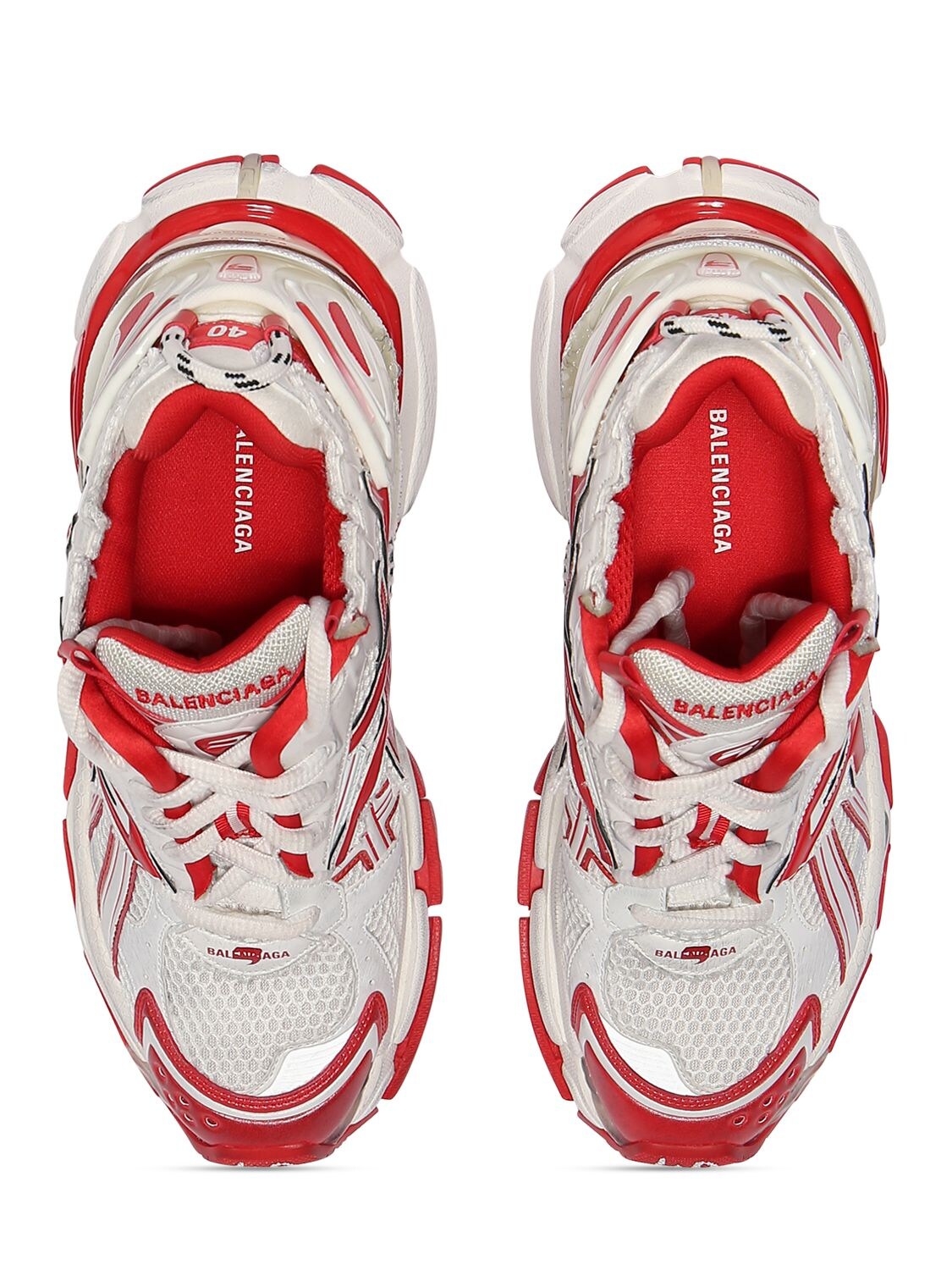 Shop Balenciaga Runner Sneakers In White,red