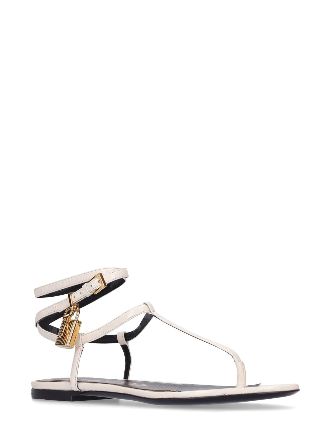Shop Tom Ford 10mm Leather Thong Sandals In 화이트