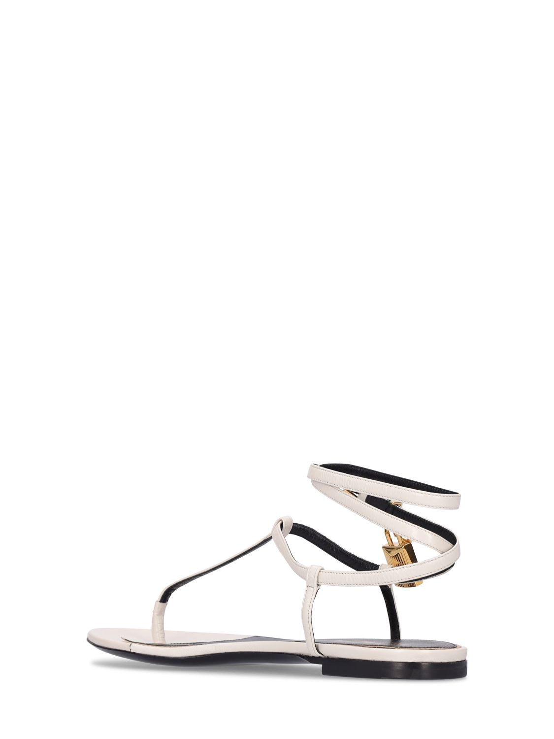 Shop Tom Ford 10mm Leather Thong Sandals In 화이트