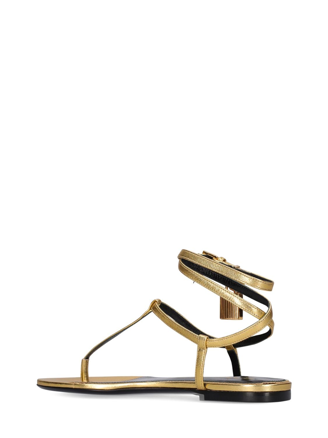 Shop Tom Ford 10mm Laminated Leather Thong Sandals In Gold