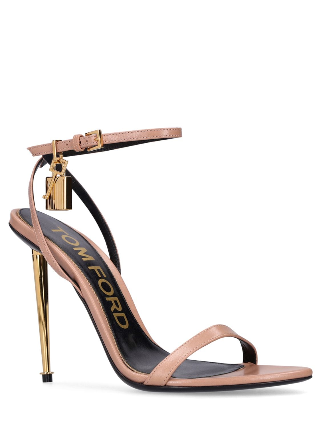 Shop Tom Ford 105mm Padlock Leather Sandals In Nude