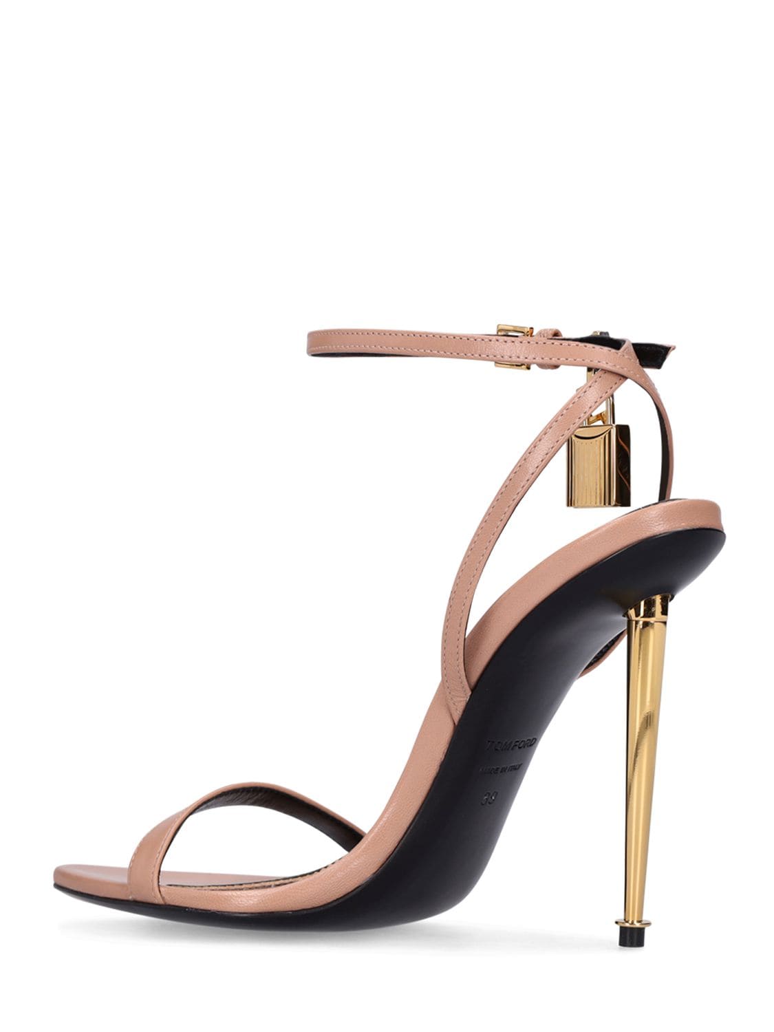 Shop Tom Ford 105mm Padlock Leather Sandals In Nude