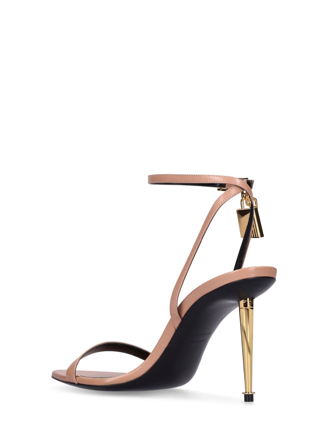 Shop Tom Ford 85mm Padlock Leather Sandals In Nude