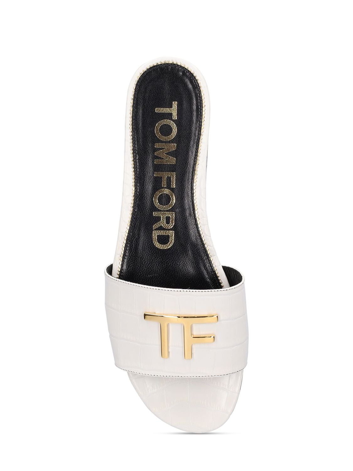 サンダル・ミュール TOM FORD WOMEN Croc-Effect Leather Sandals Ivory Angelina croc-effect leather sandals in neutrals - Tom Ford