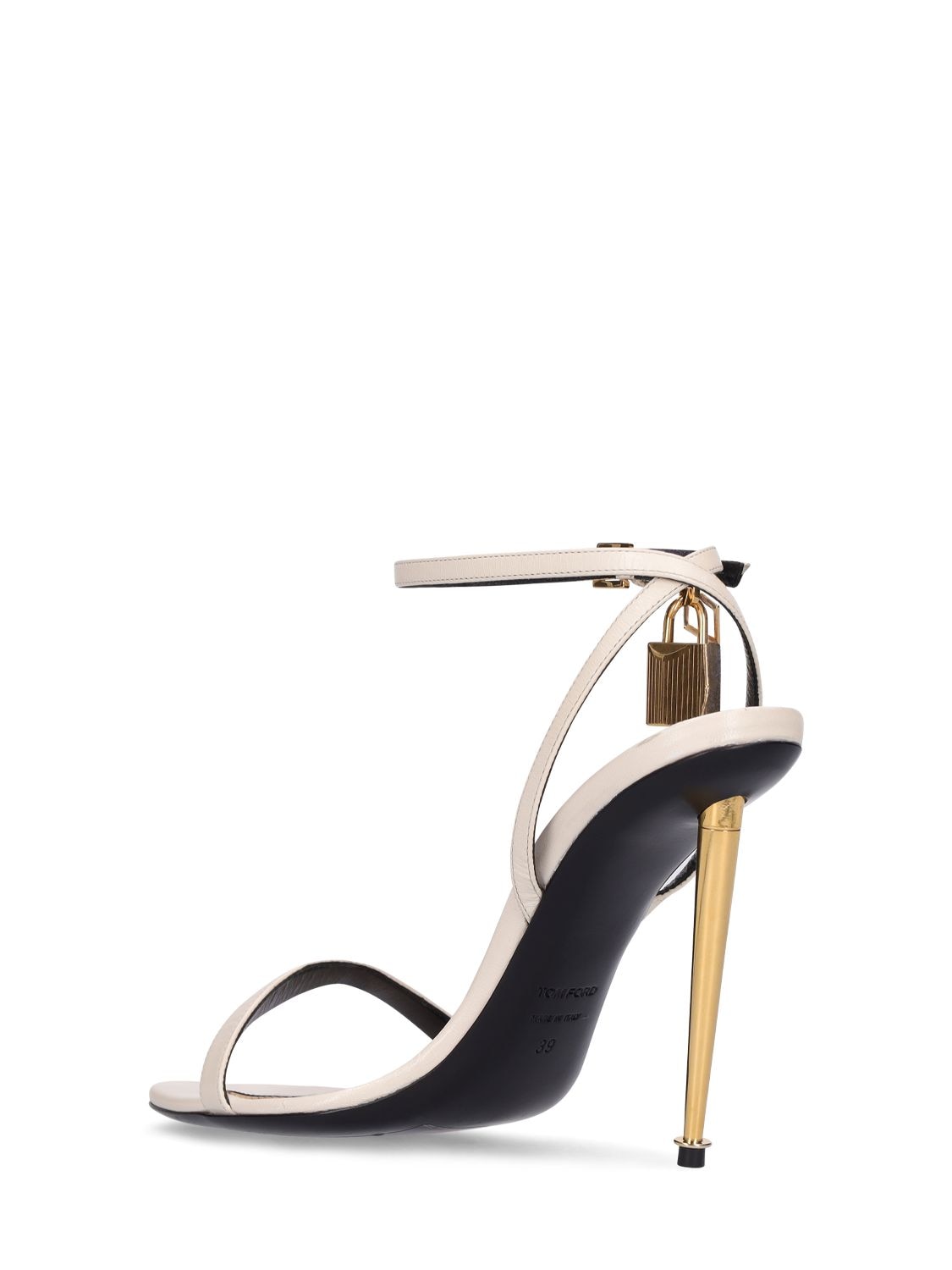 Shop Tom Ford 105mm Padlock Leather Sandals In 화이트