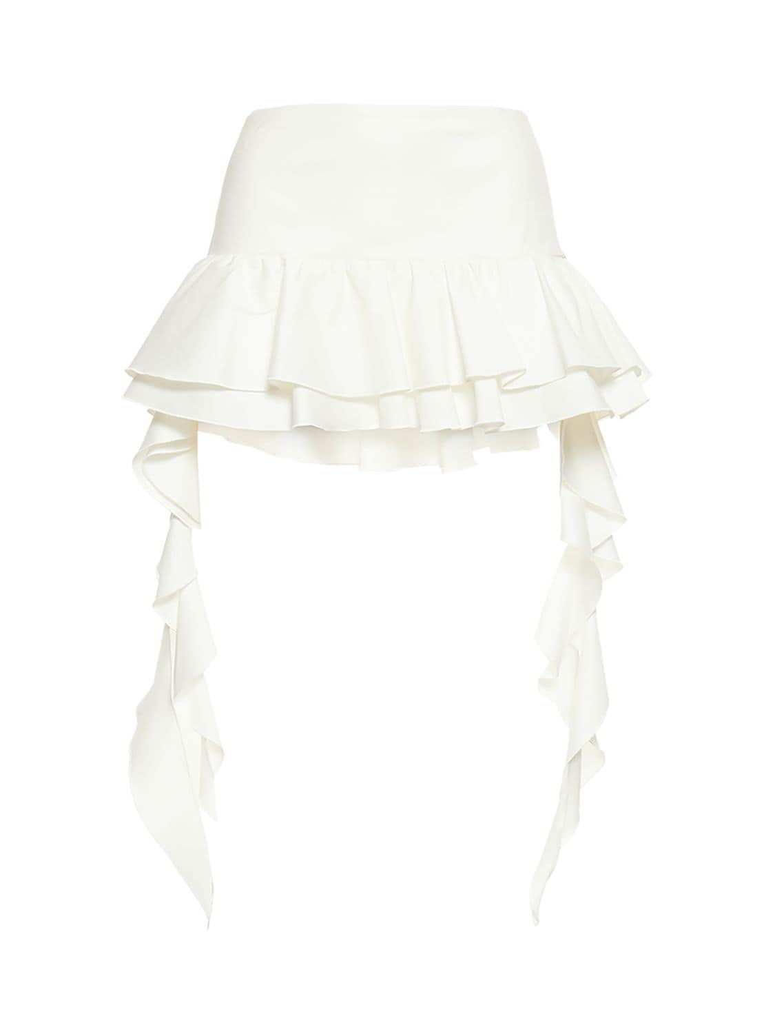 Blumarine Cotton blend crepe ruffle mini skirt White Luisaviaroma