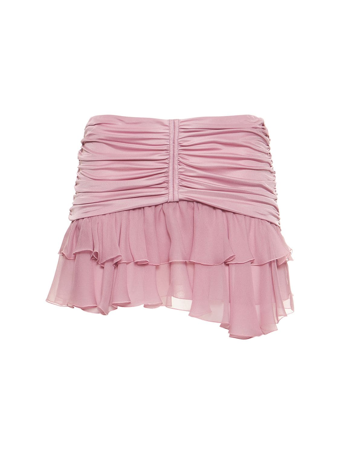 Blumarine Pink Draped Mini Skirt With Ruffles In Pink