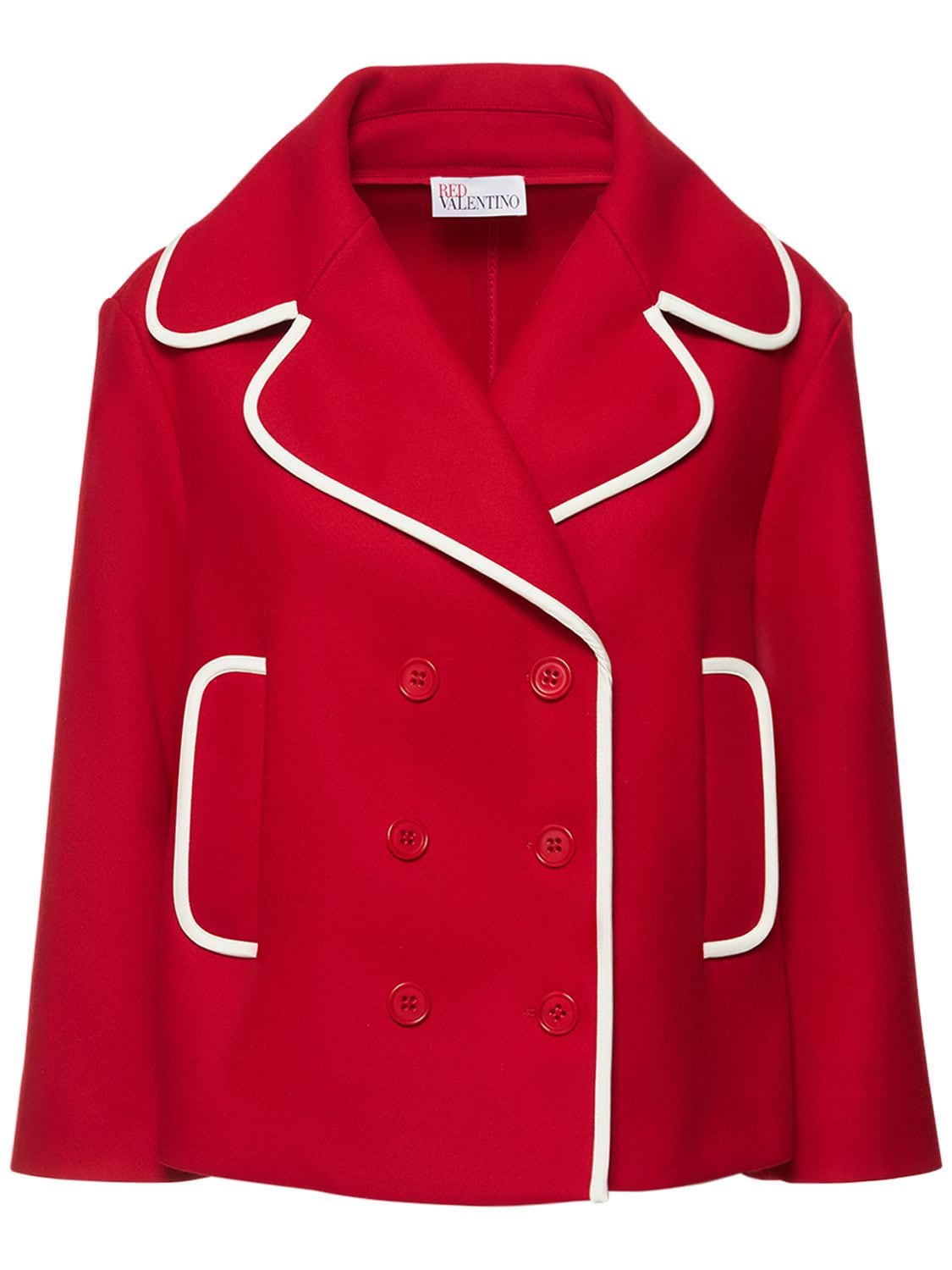 Red Valentino Wool Cashmere Caban Short Coat In Red ModeSens