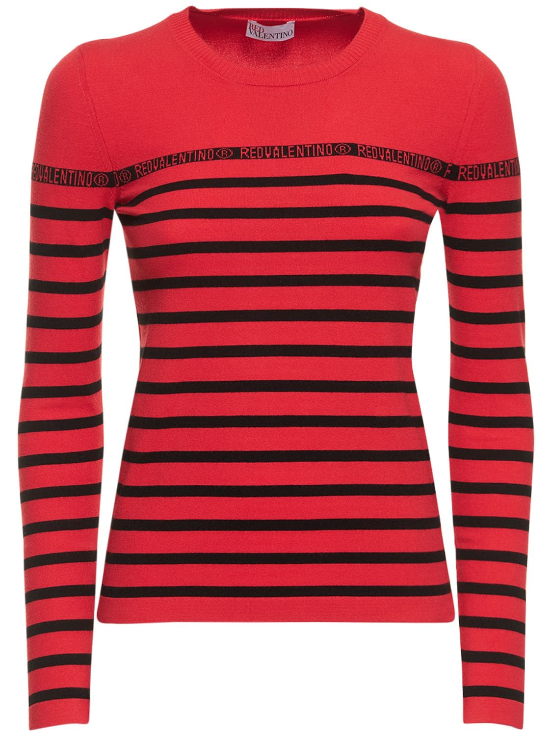 Red Valentino Viscose Knit Sweater In Red,black | ModeSens
