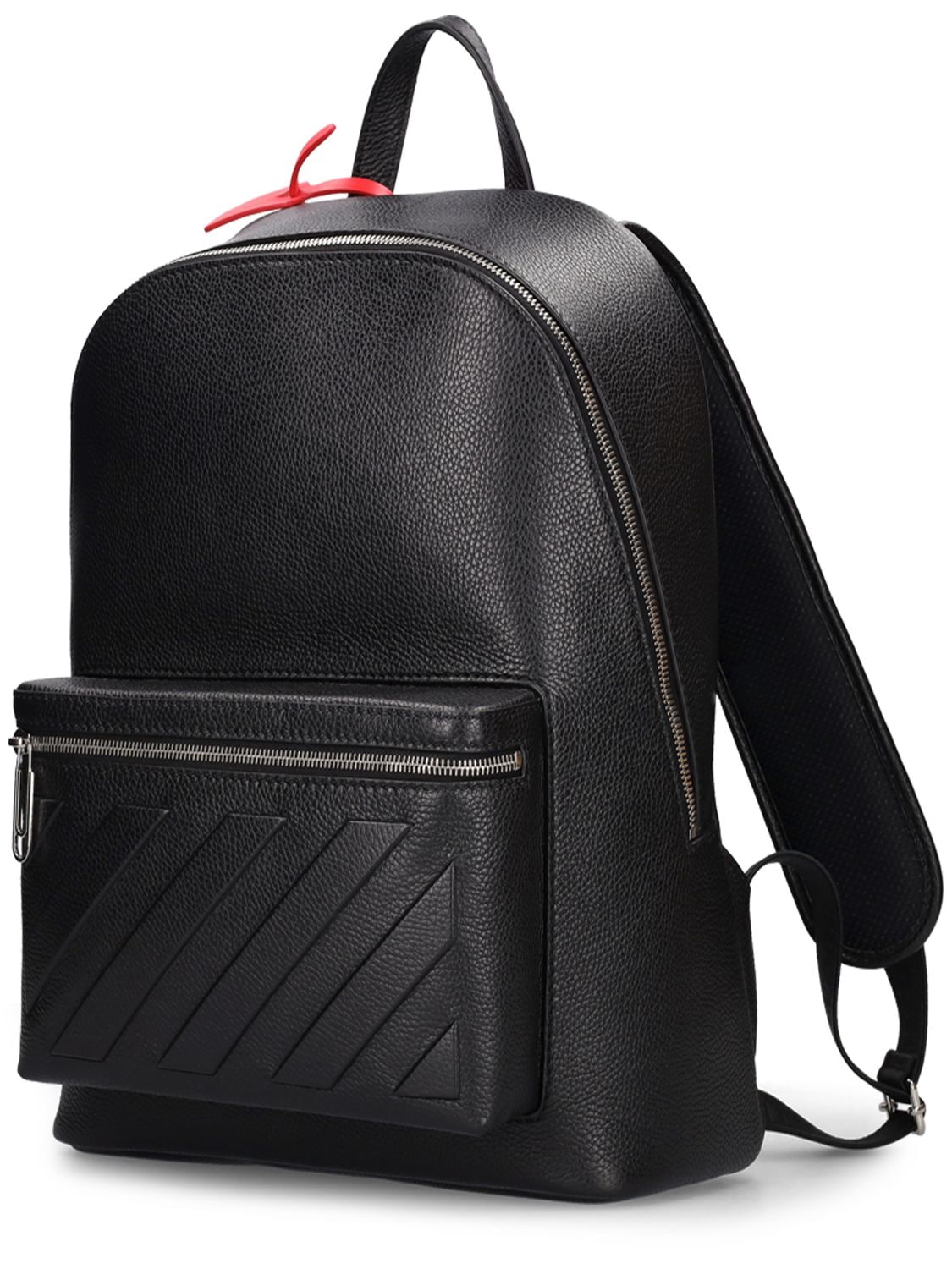 Off-White Black Leather Binder Backpack