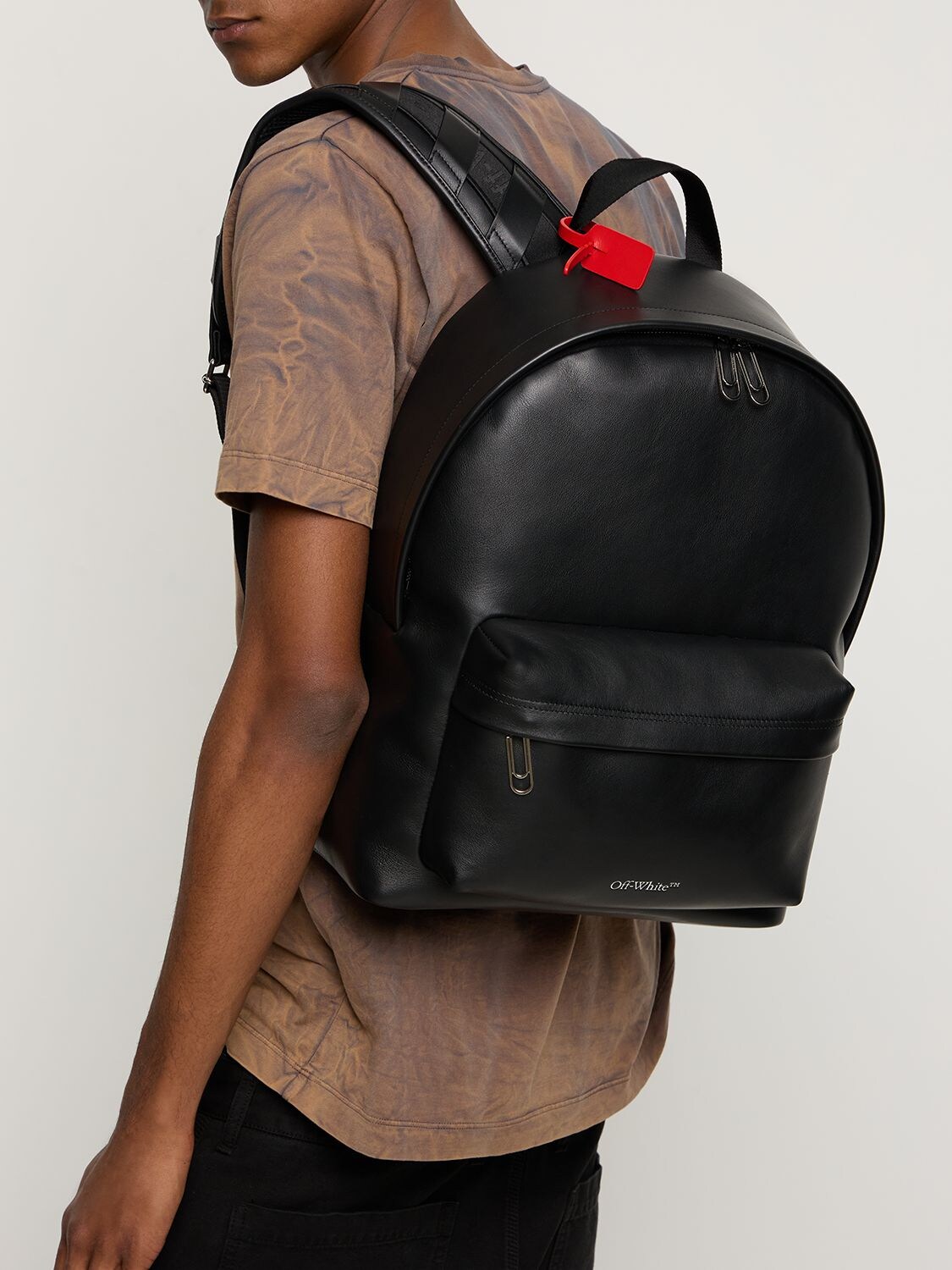 Off white shop leather backpack