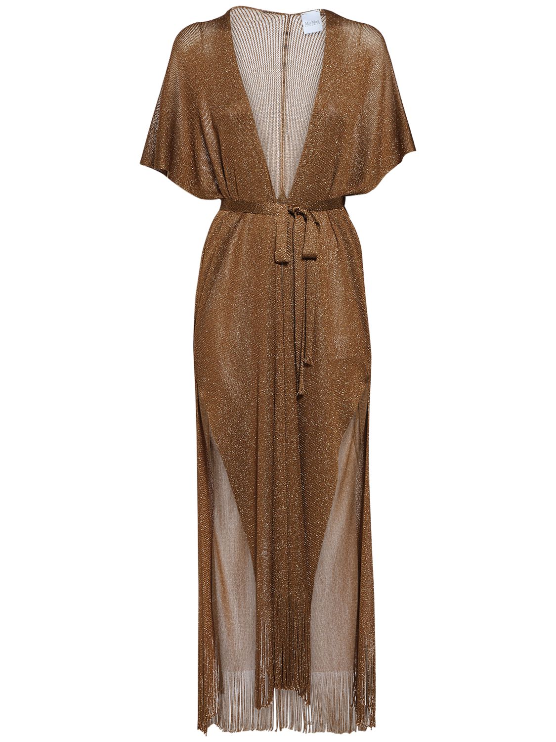 max mara gold dress Max Mara | Woman - Printed silk tunic dress - Gold