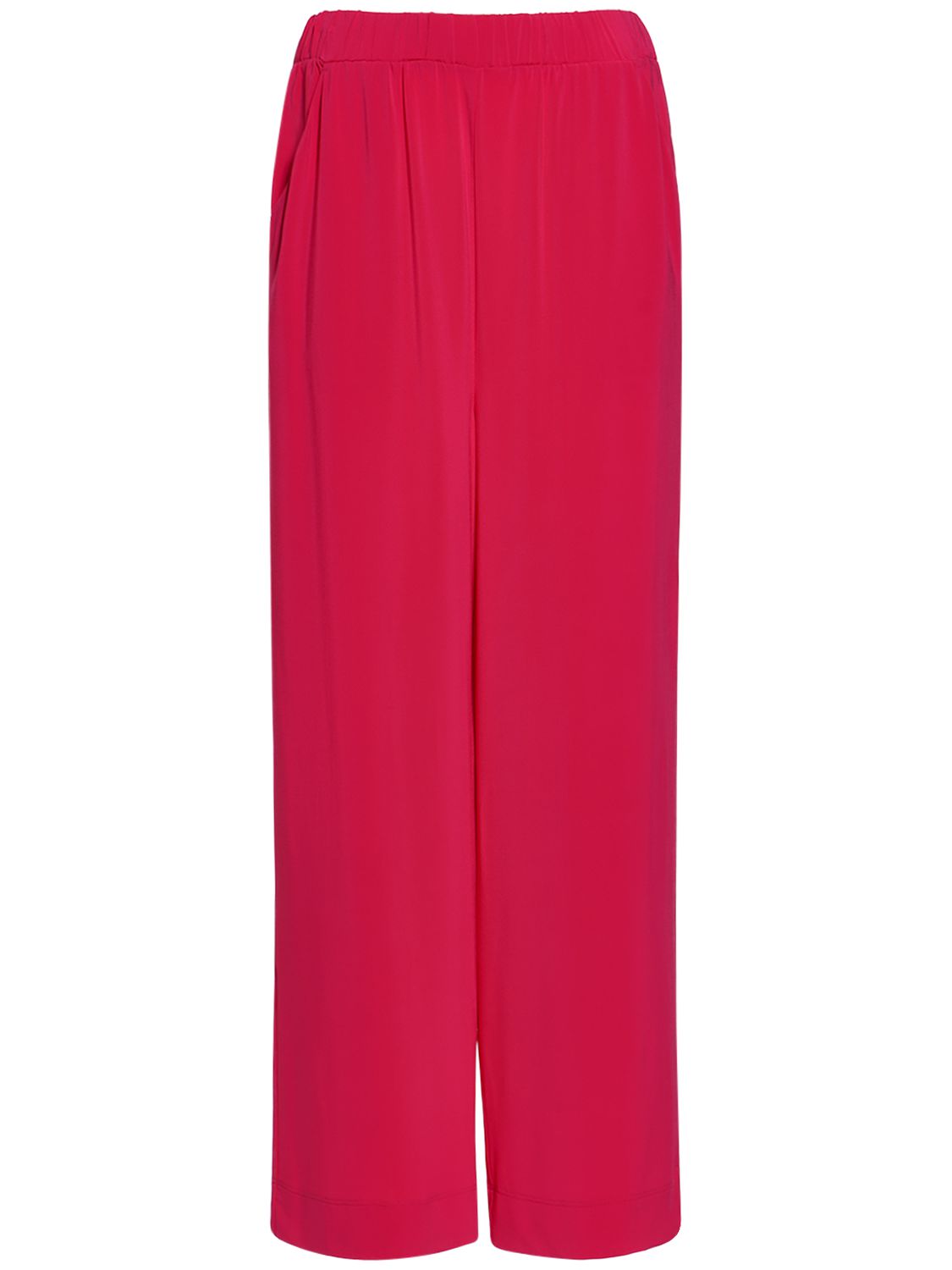 Max Mara Fluid Viscose Jersey Wide Leg Pants In Fuchsia
