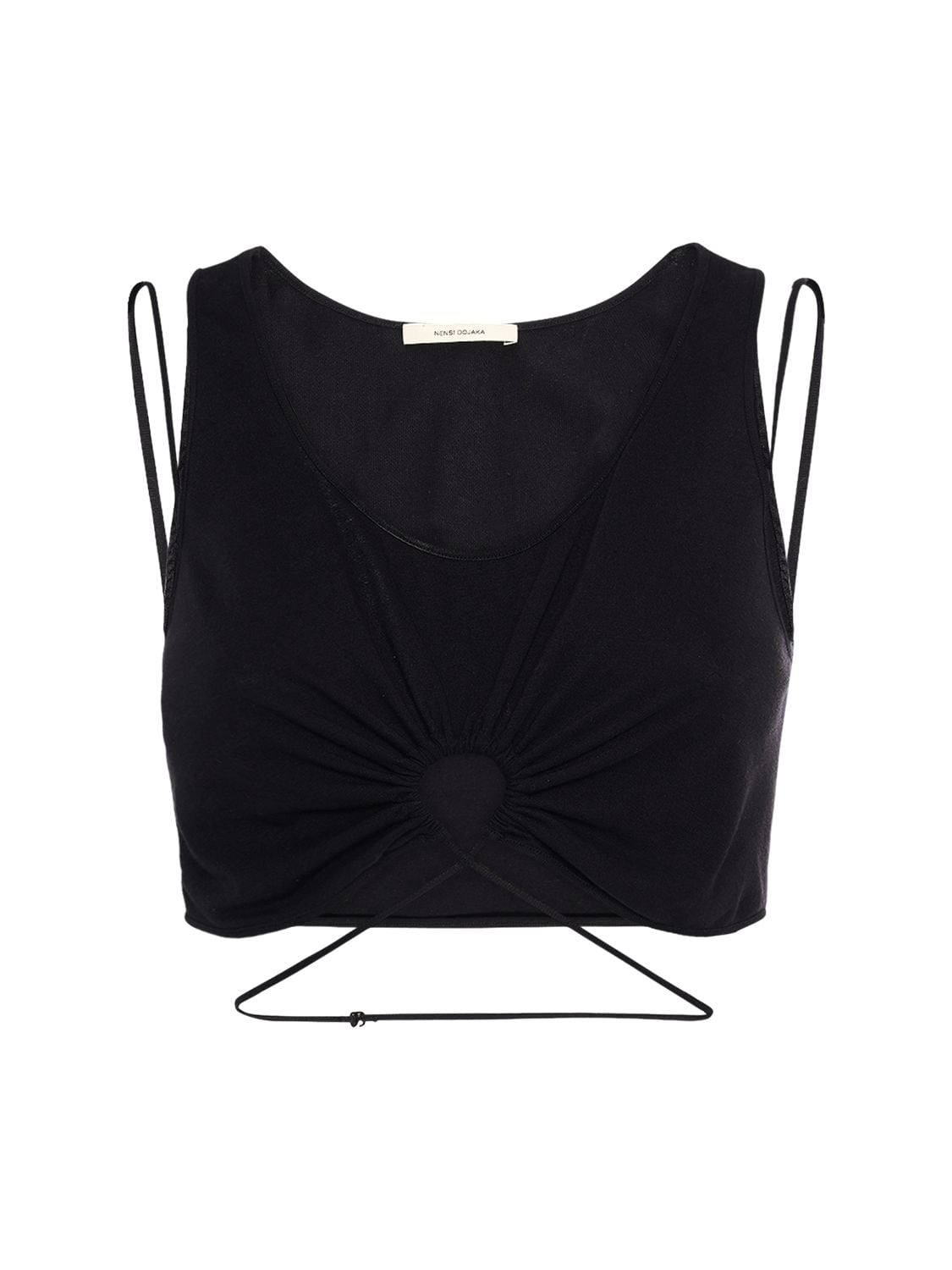 NENSI DOJAKA COTTON KNIT CROPPED TANK TOP W/ KEY HOLE