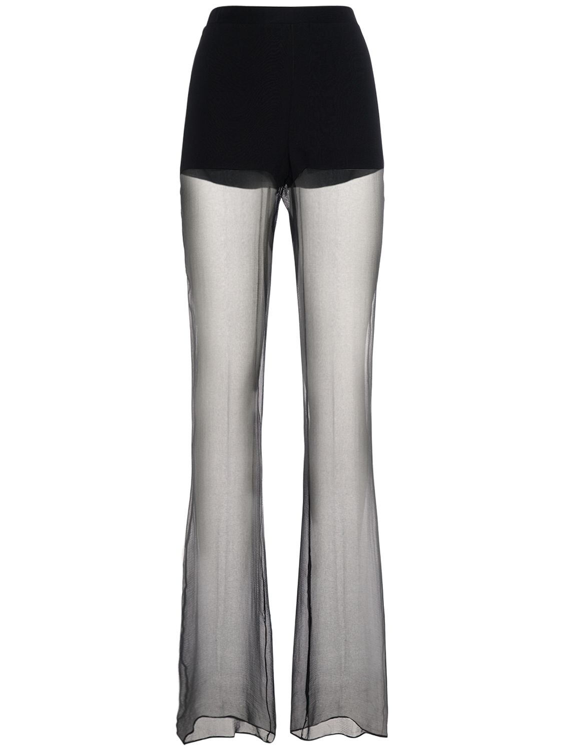 Nensi Dojaka Silk Georgette Sheer Flared Pants In Black