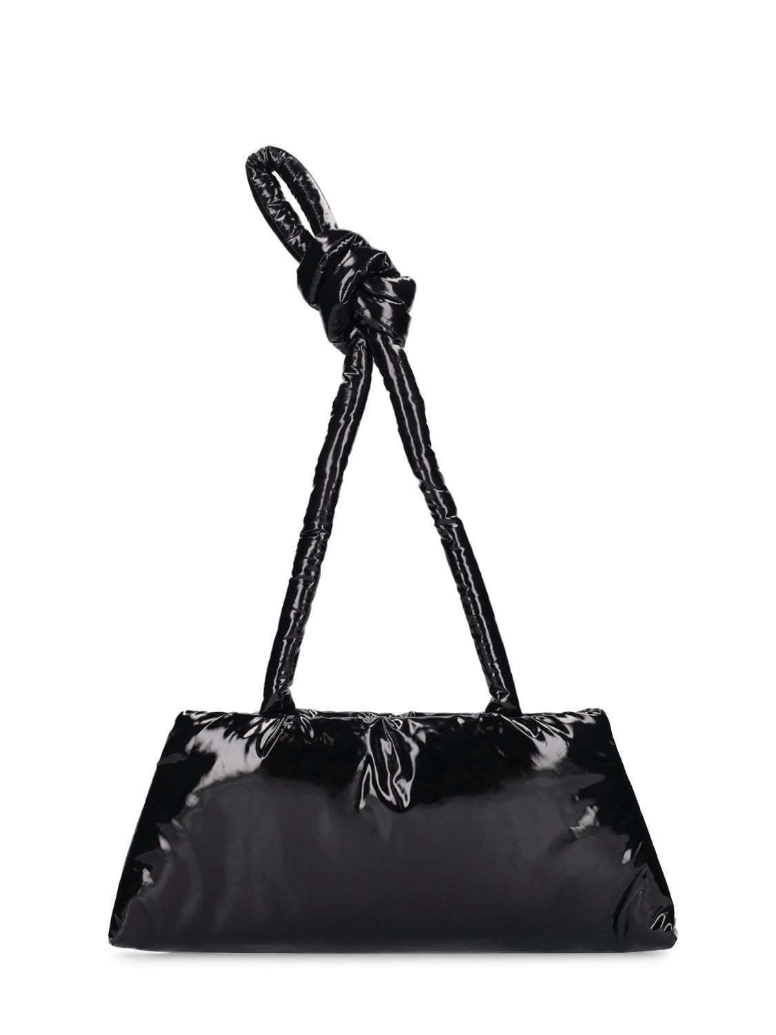 Black Oiled Leather Crossbody Bag - Medium Size