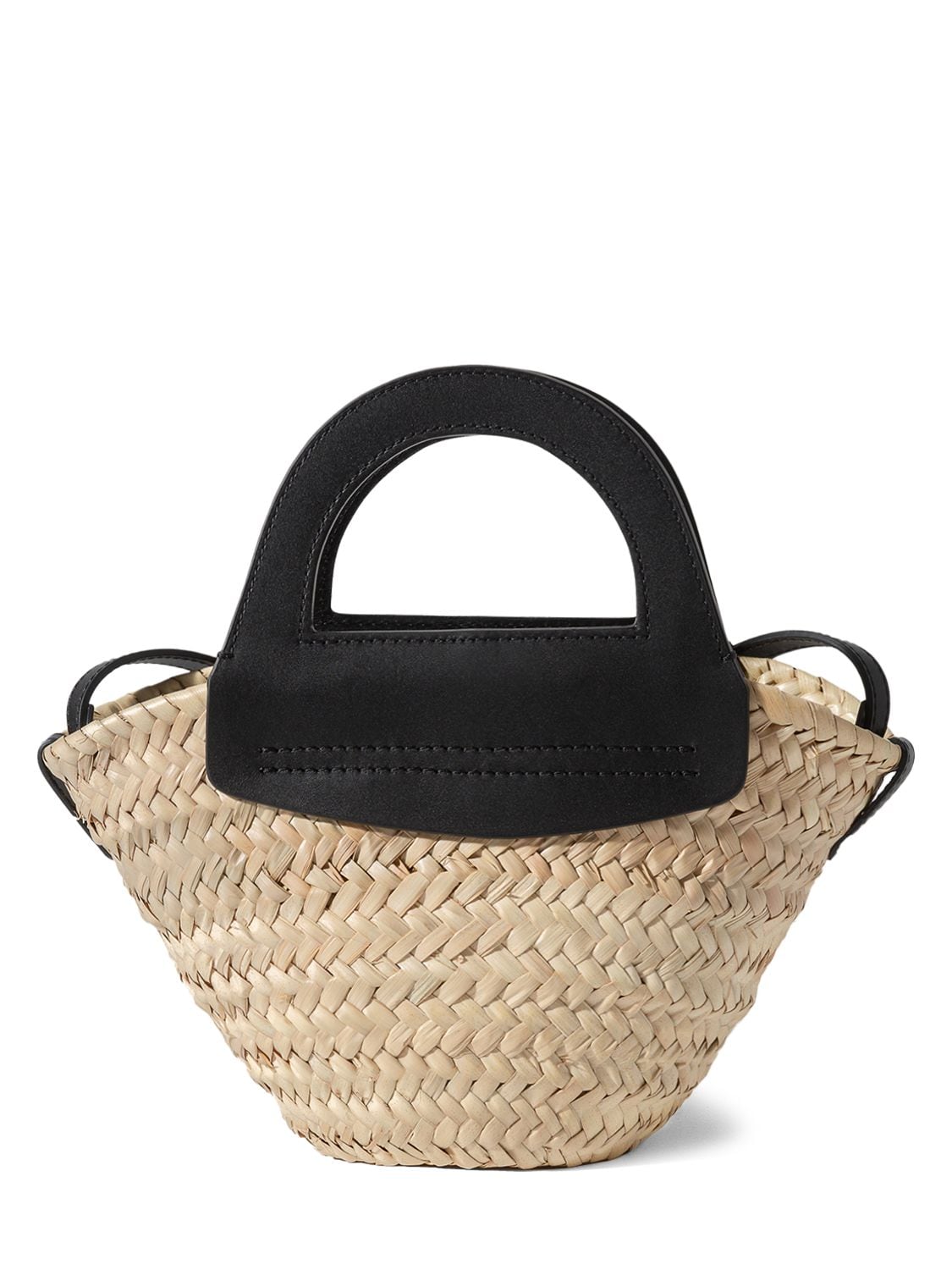 Image of Mini Cabas Leather & Raffia Tote Bag