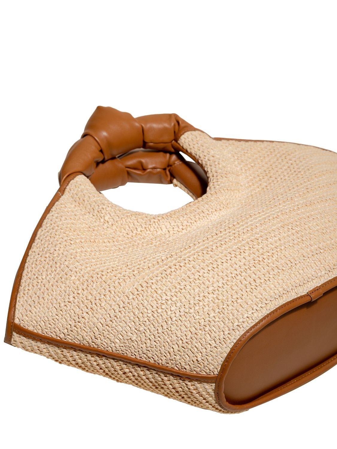 Shop Hereu Castell Raffia & Leather Tote Bag In Natural,bark