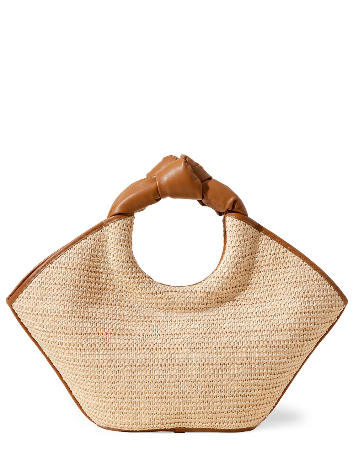 Hereu Taupe Cabas Straw and Calf Leather Tote Bag Purse