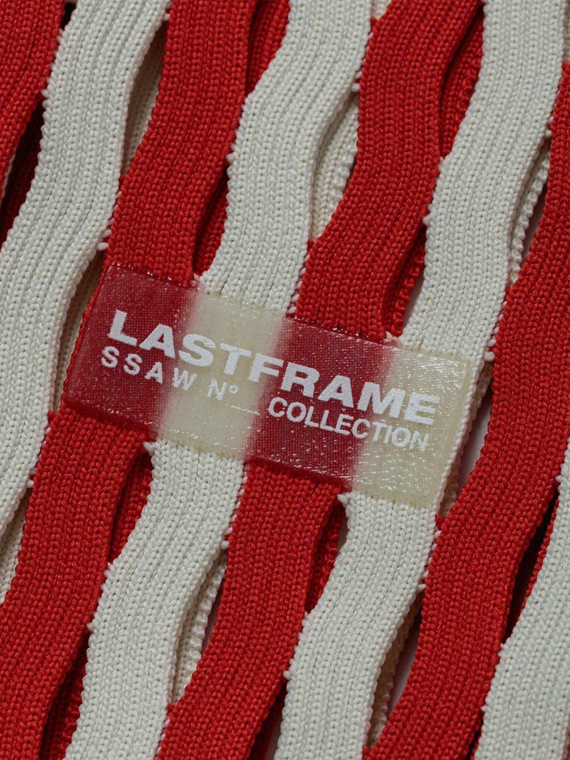 Lastframe Small Striped Mesh Market Bag In Red X Ivory | ModeSens