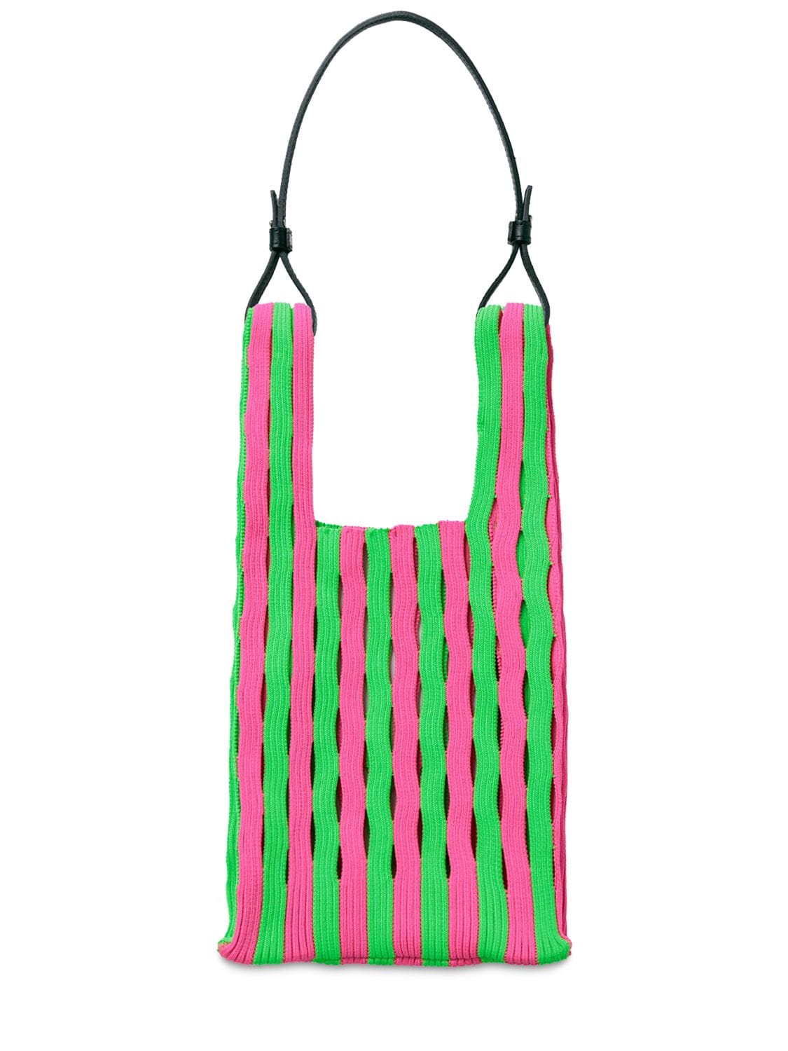 Small Striped Mesh Market Bag In Neongreen,pink