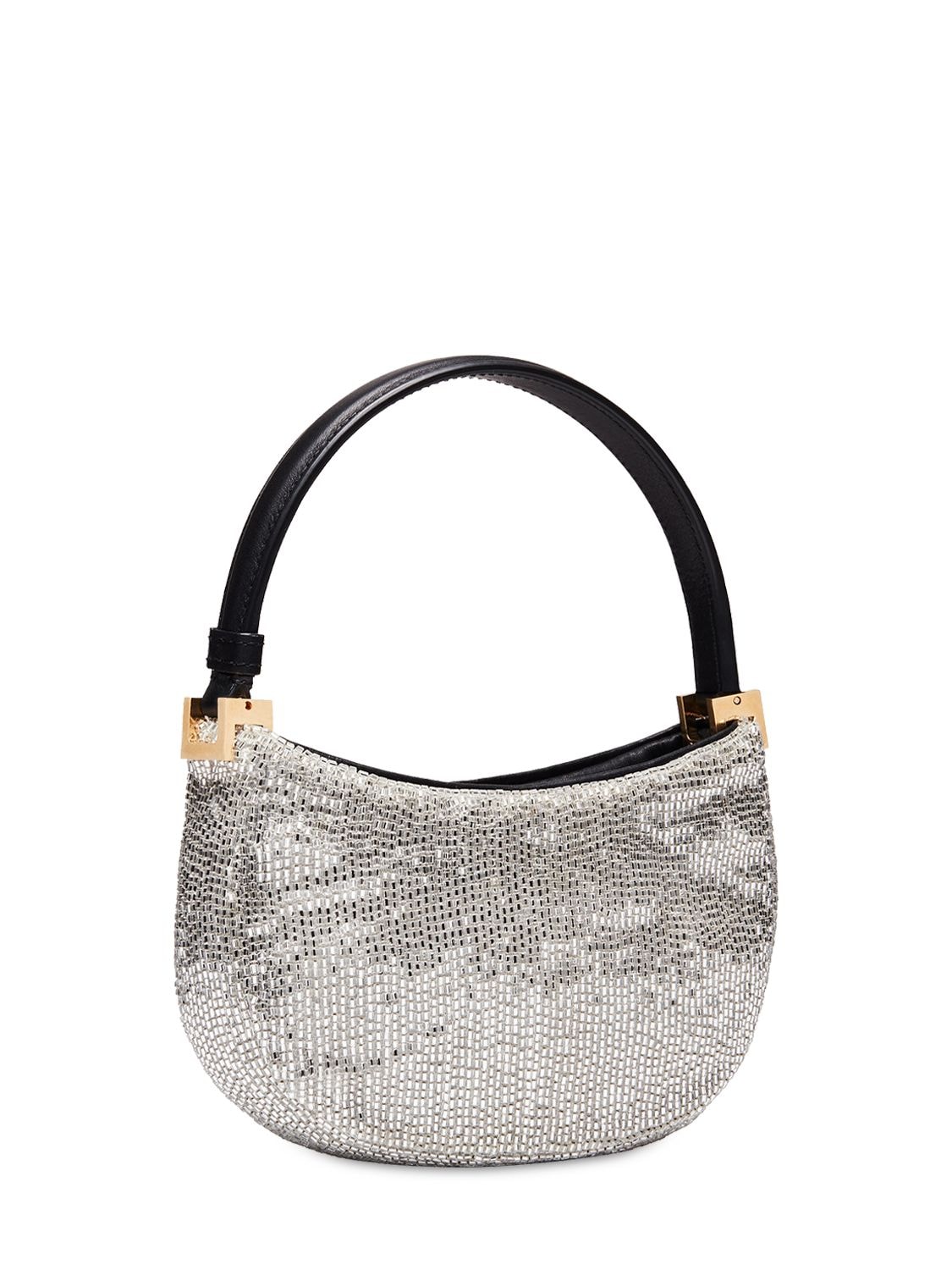 Shop Magda Butrym Embellished Micro Vesna Beaded Bag In Silver