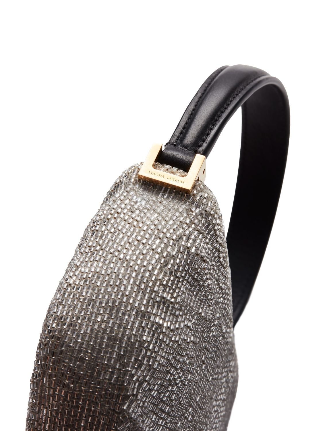 Shop Magda Butrym Embellished Micro Vesna Beaded Bag In Silver