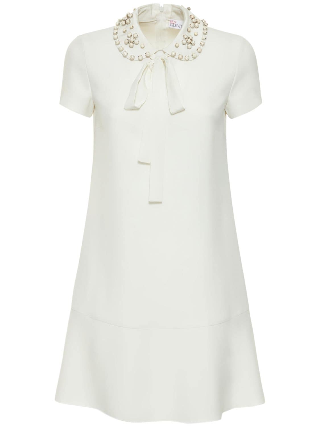 Red Valentino Embellished Envers Satin Mini Dress In White