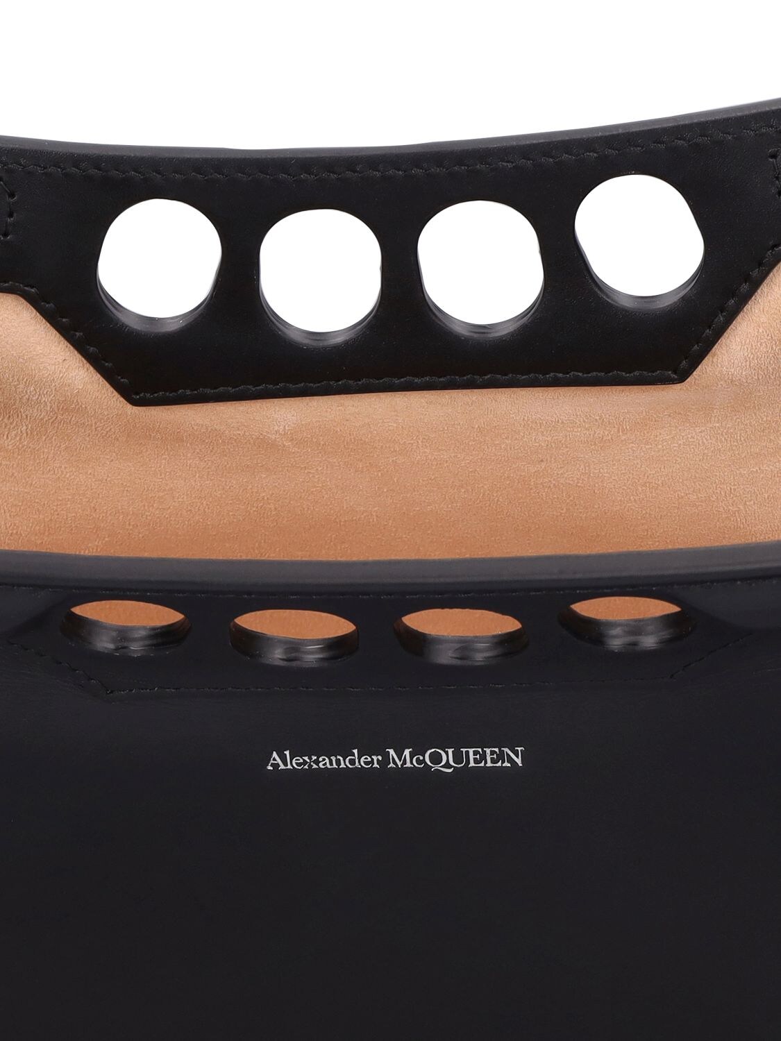 Shop Alexander Mcqueen Small Peak Leather Top Handle Bag In Black