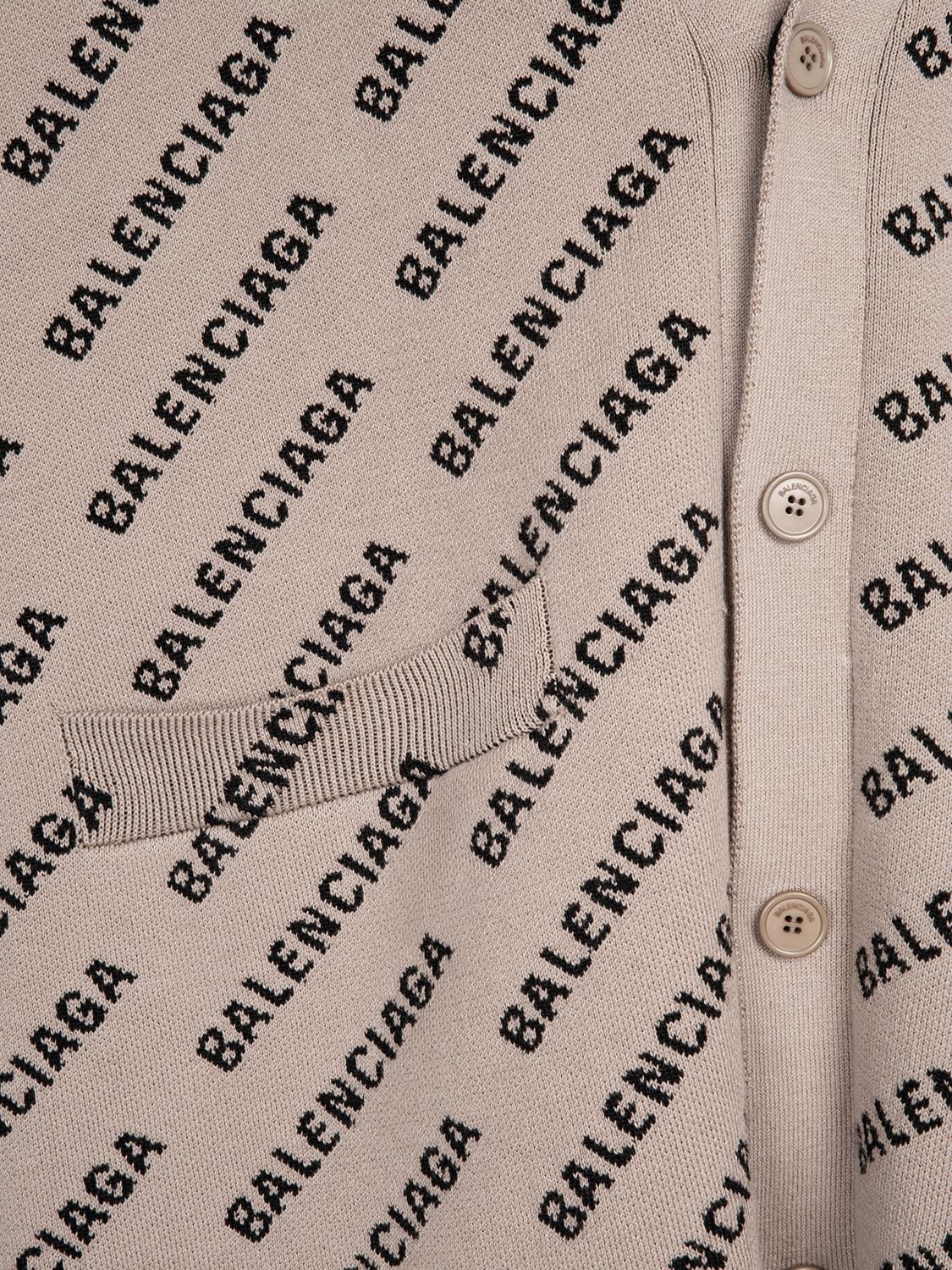 Shop Balenciaga Cotton Blend Cardigan In Dark Beige