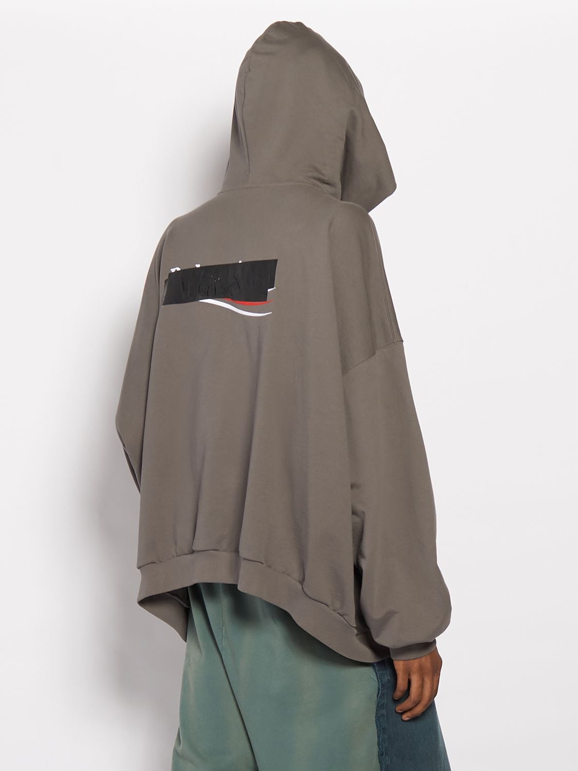 Shop Balenciaga Cotton Sweatshirt Hoodie In Smoked Grey