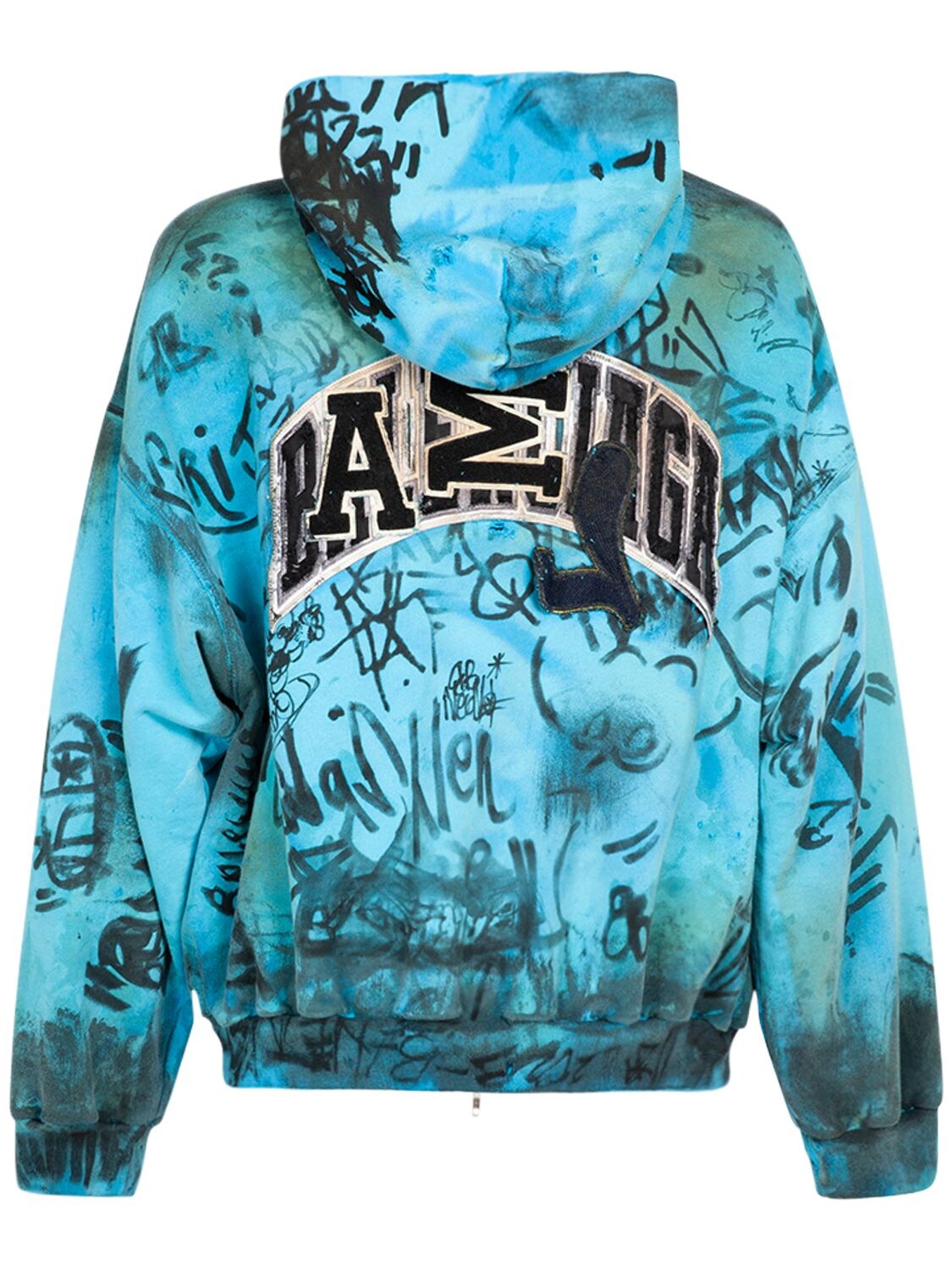 Shop Balenciaga Cotton Zip-up Hoodie In Azure