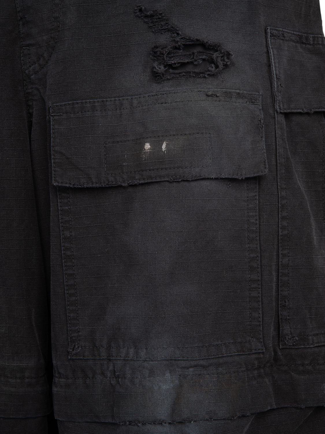 Shop Balenciaga Distressed Ripstop Cotton Pants In Light Grey