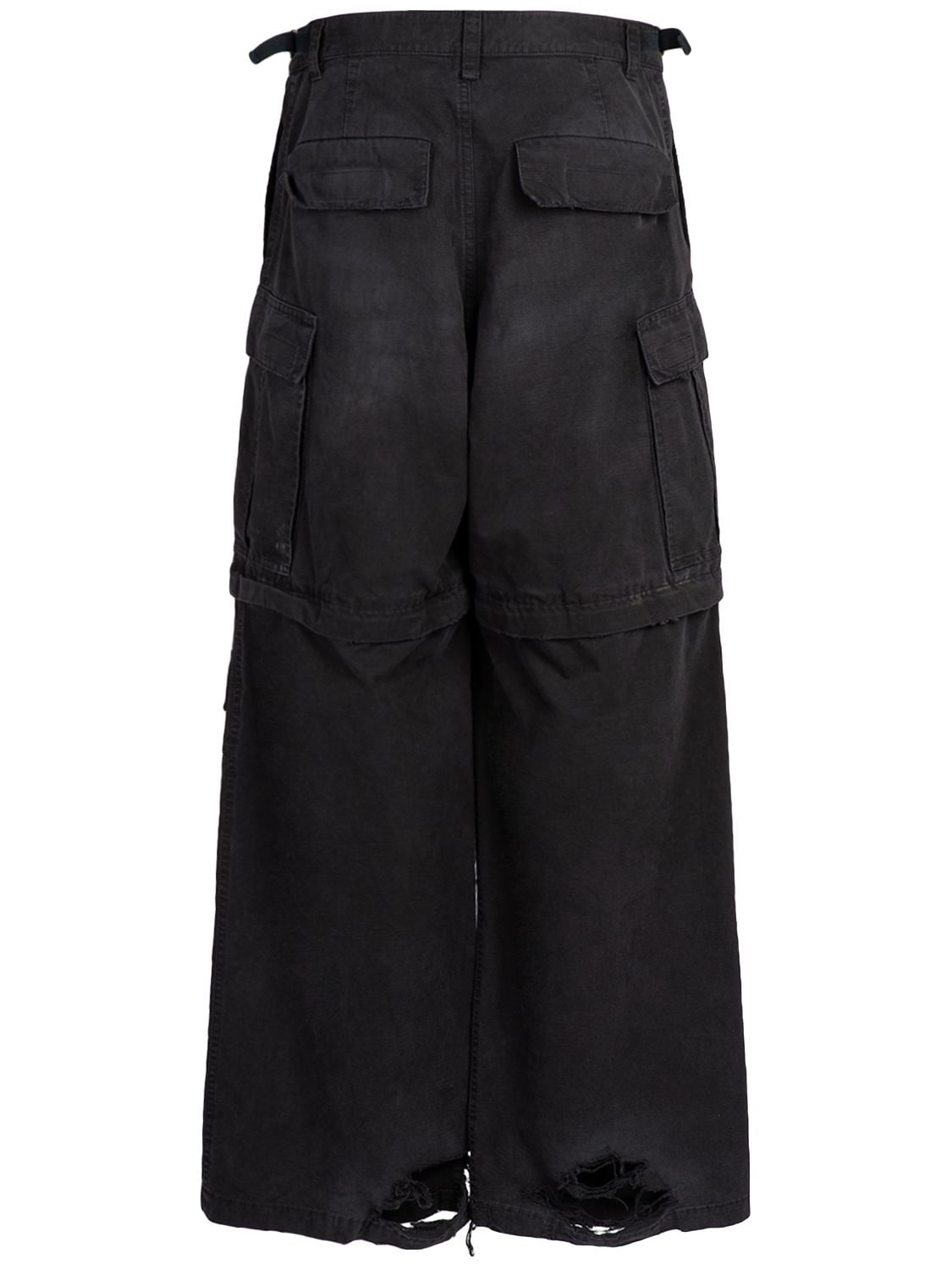 Shop Balenciaga Distressed Ripstop Cotton Pants In Light Grey