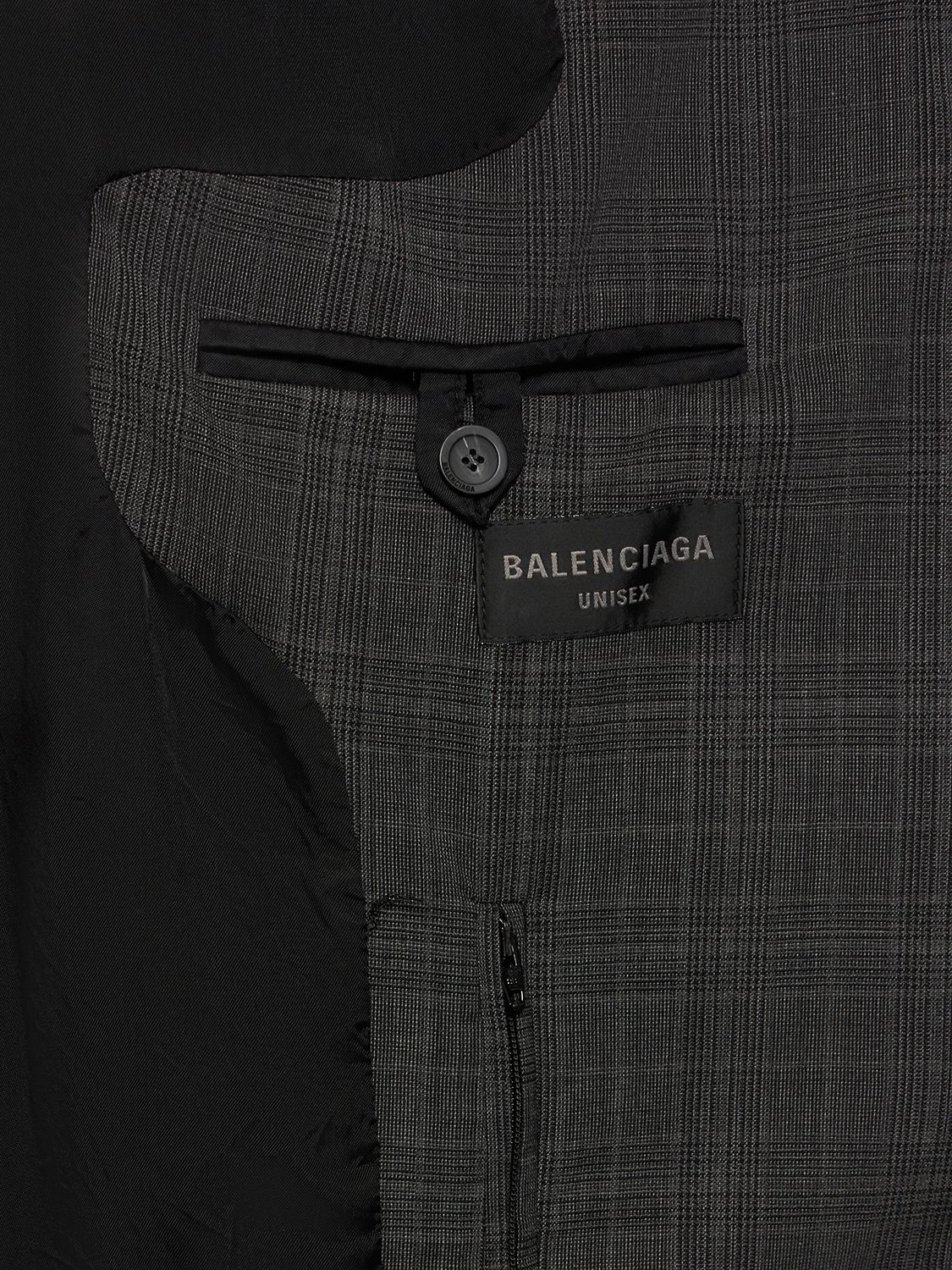 Shop Balenciaga Heather Prince Of Wales Wool Jacket In Grey