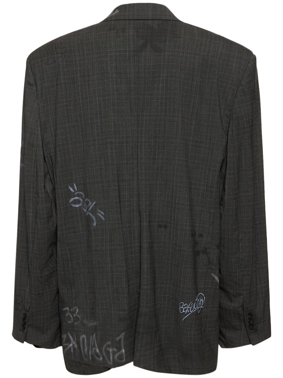Shop Balenciaga Heather Prince Of Wales Wool Jacket In Grey