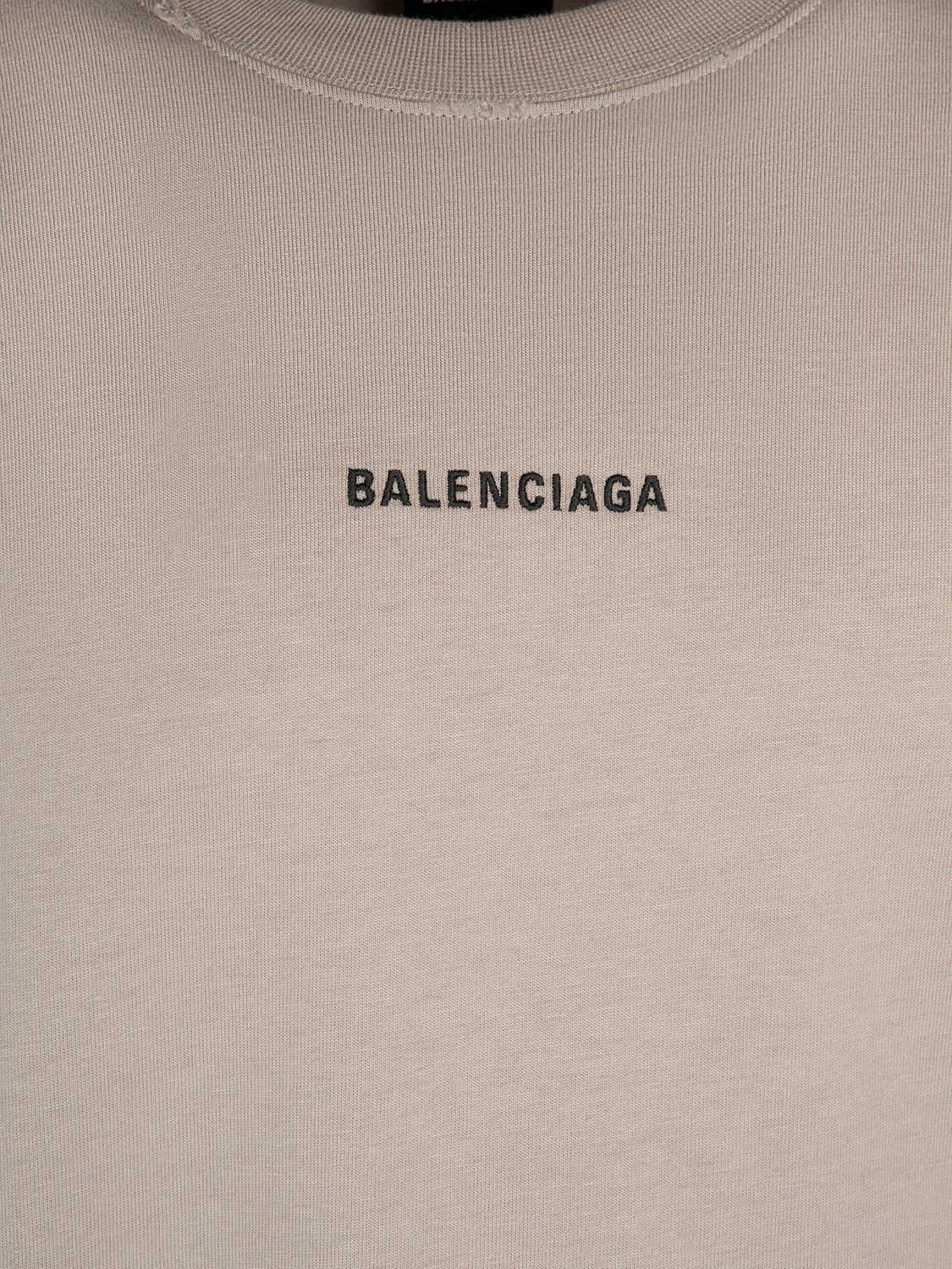 Shop Balenciaga Vintage Effect Cotton Jersey T-shirt In Dust,black