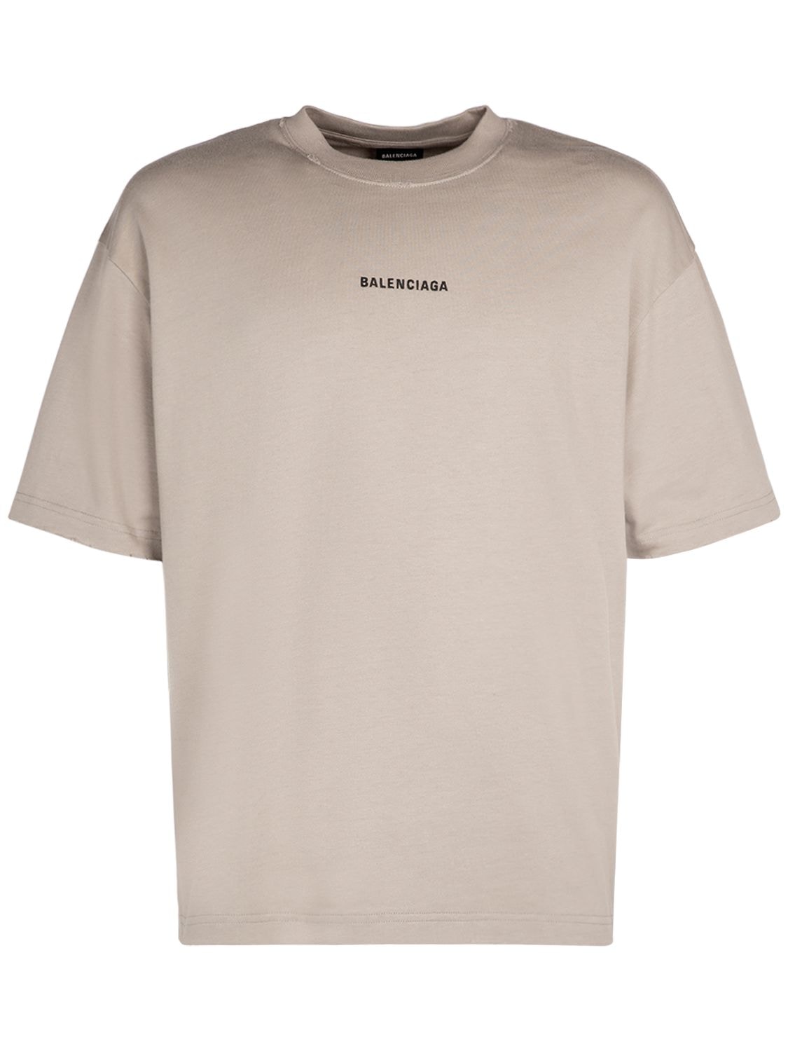 Balenciaga Vintage Effect Cotton Jersey T-shirt In Dust,black
