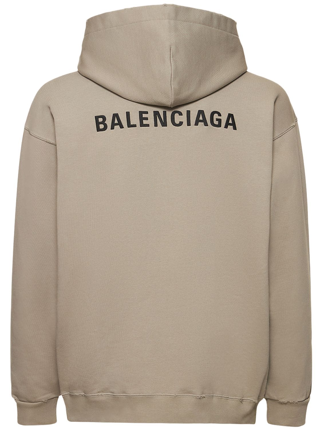 Shop Balenciaga Faded Cotton Hoodie In Dust,black