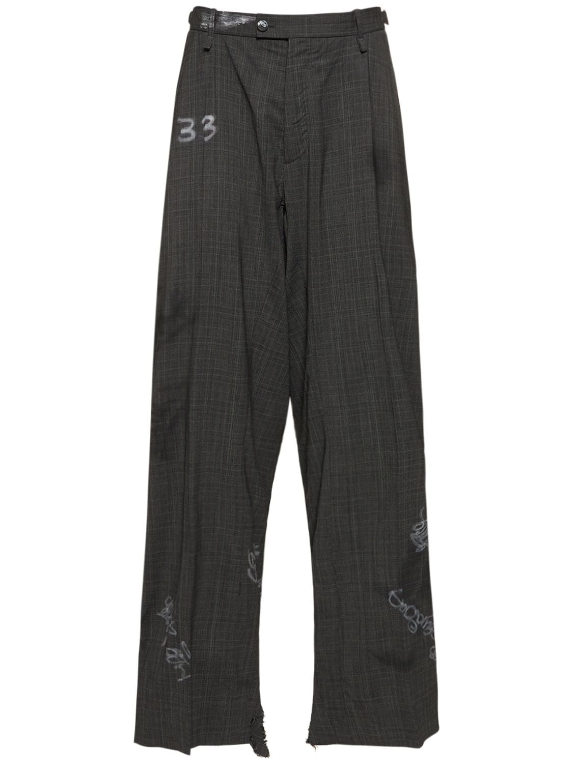 Balenciaga Heather Prince Of Wales Trousers In Grey
