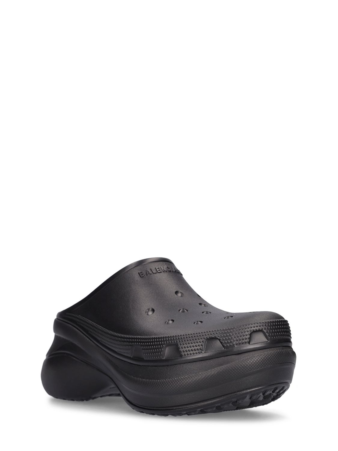 Shop Balenciaga 85mm Crocs Rubber Pool Mules In Black