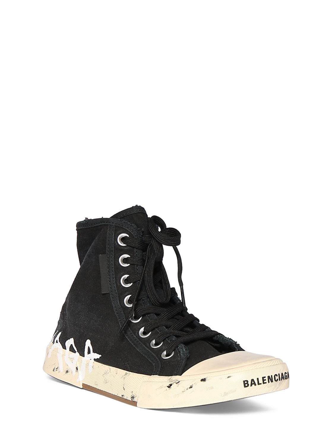 Shop Balenciaga Paris High-top Sneakers In Black,white