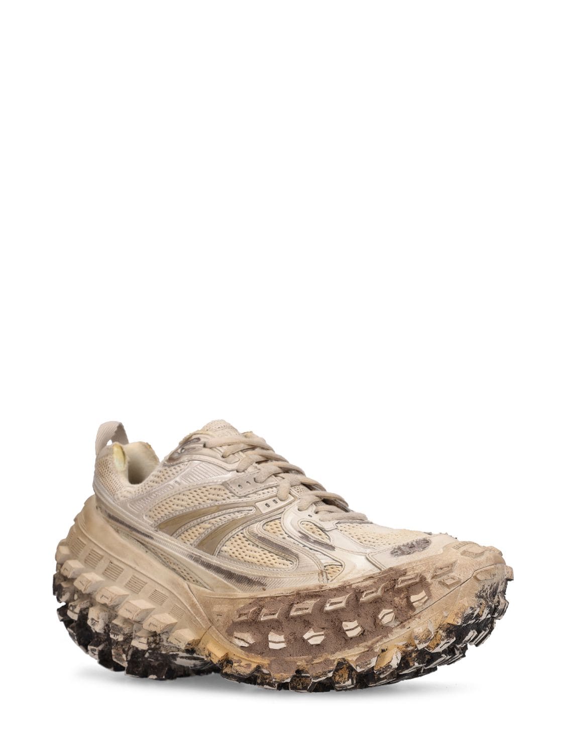 Shop Balenciaga Bouncer Sneakers In Beige Destroyed