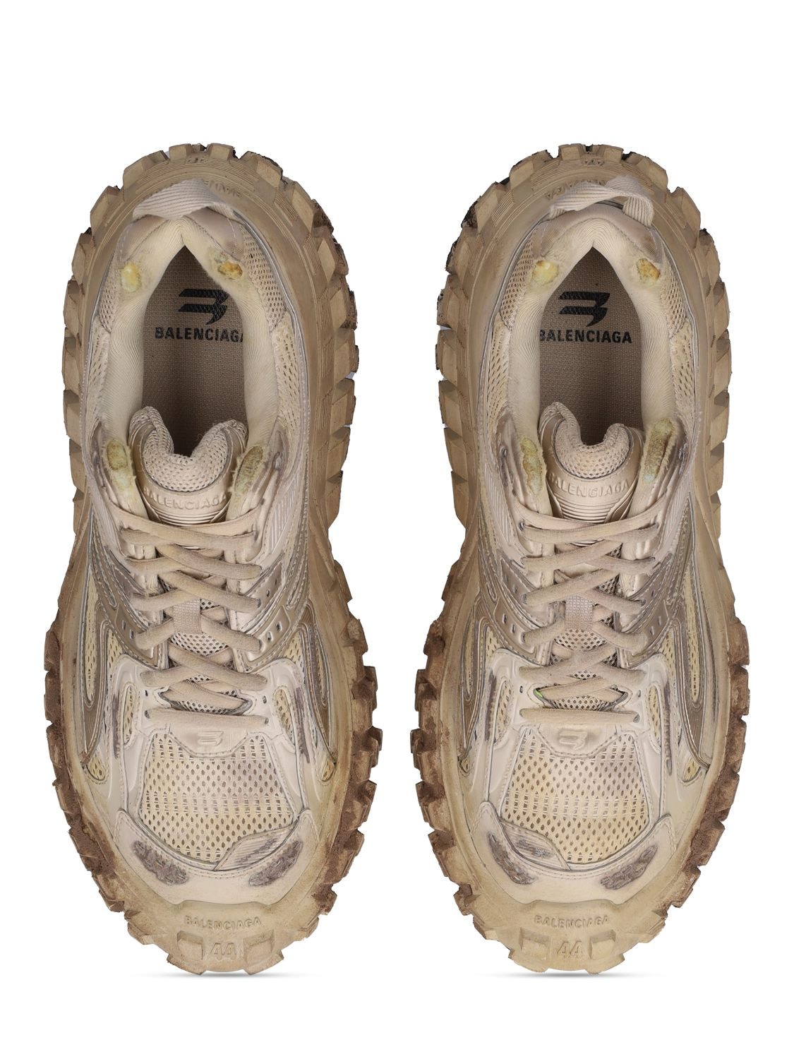 Shop Balenciaga Bouncer Sneakers In Beige Destroyed